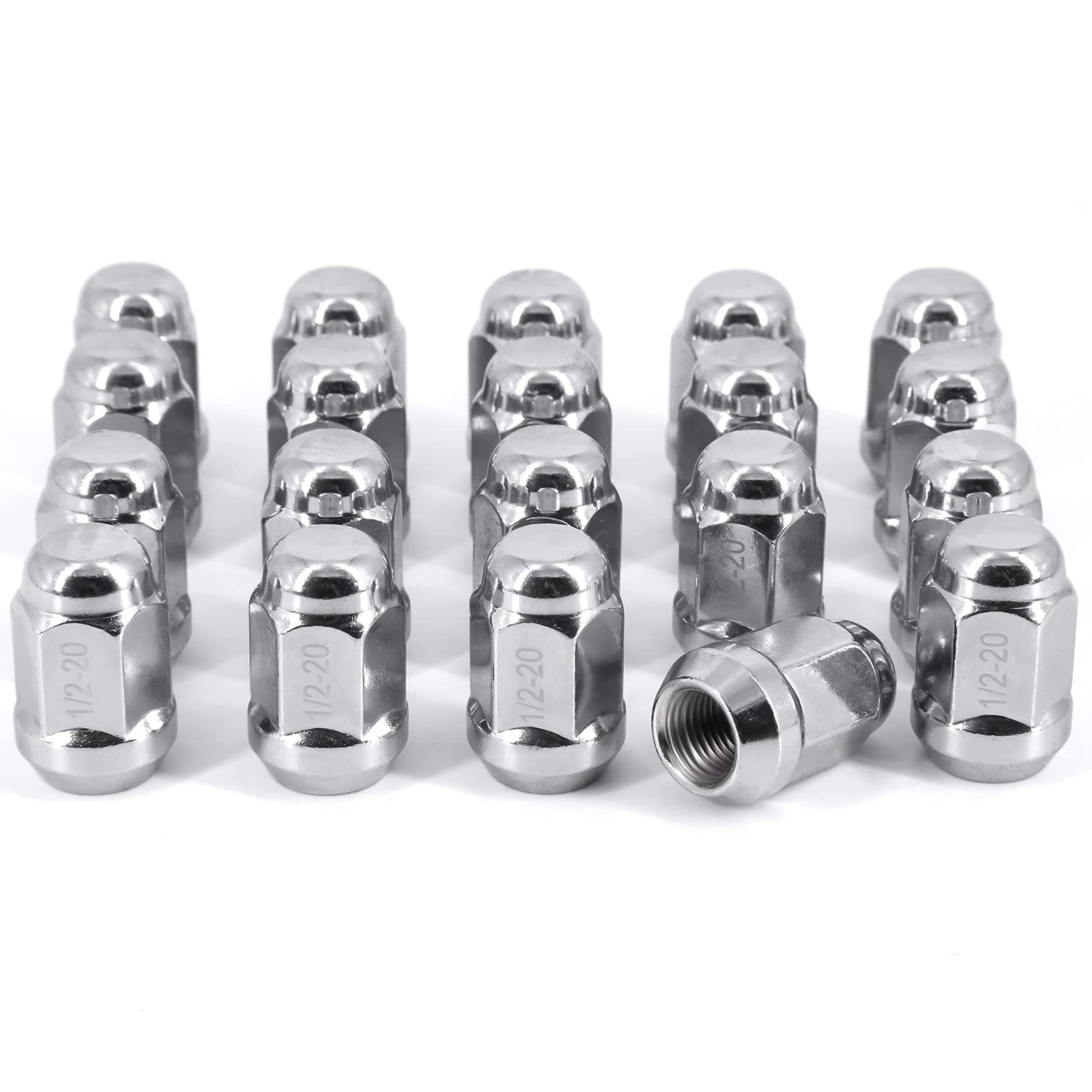 20Pcs 1/2"-20 Chrome Lug Nuts 1/2x20 Wheel Lug Nut Compatible with Jeep Wrangler Grand Cherokee Commander Liberty Ford Explorer Mustang Bronco Most 5 Lug 4 Lug Wheels