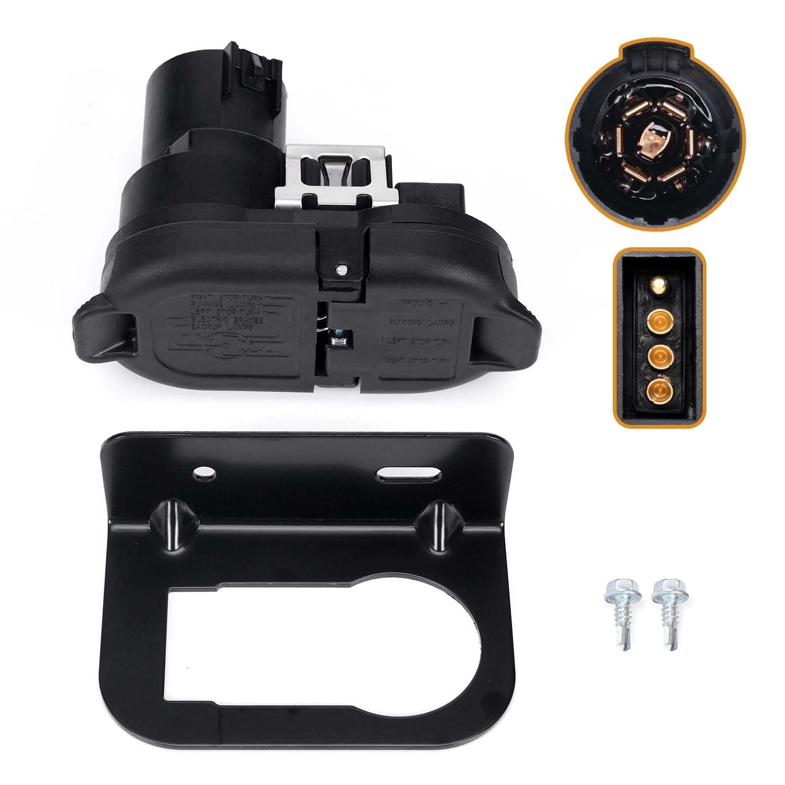 Atesilor 4/7 Pin Trailer Wiring Harness Connector with Mounting Bracket, 7 Way Blade and 4 Way Flat Towing Adapter Plug Compatible with Ford, GMC, Dodge Ram, Chevy Silverado