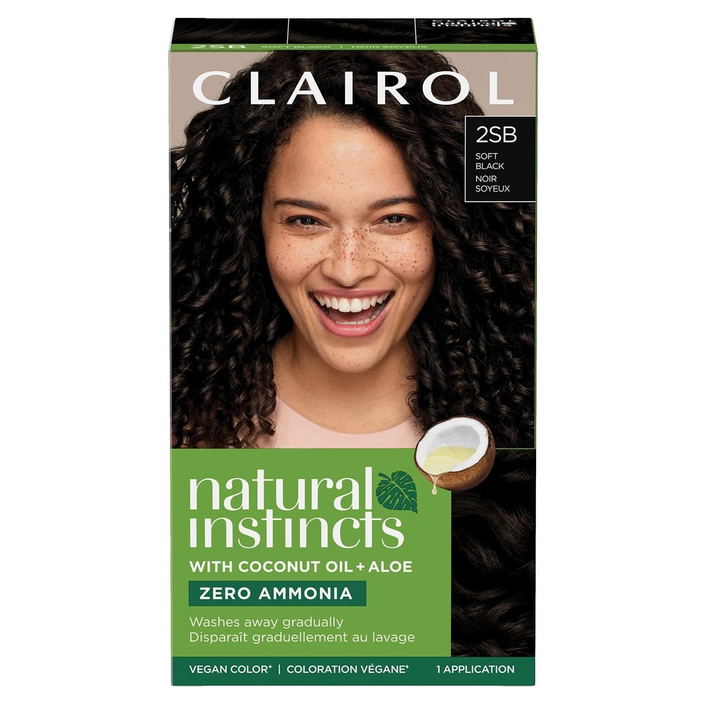Clairol Natural Instincts Demi-Permanent Hair Dye, 2SB Soft Black Hair Color, Pack of 1
