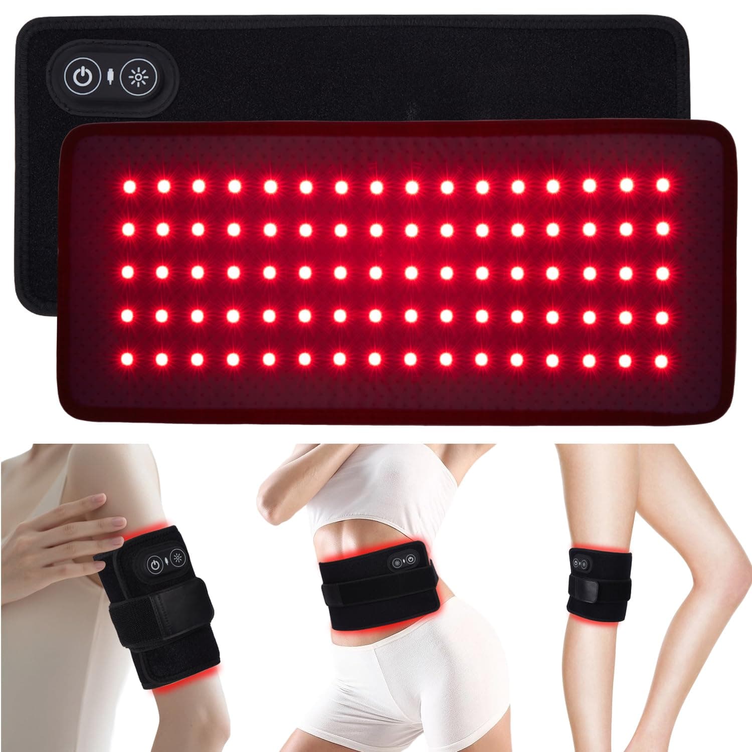 Red Light Therapy Infrared Light Therapy Pad for Body Pain NIR Deep Therapy for Back Knee Hands Feet Relief Portable 660nm 850nm Home Heating Light Therapy Wrap Belt Gift for Women Men