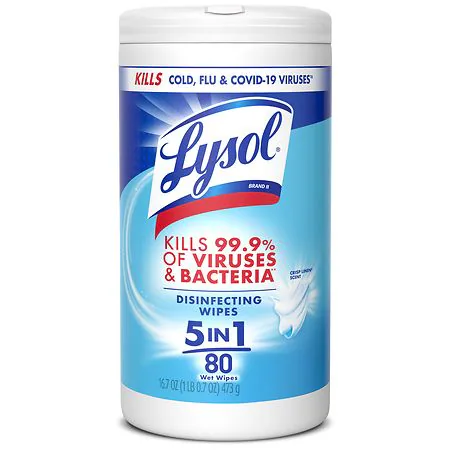 Lysol® Disinfecting White Wipes  Crisp Linen Scent  Household Cleaning Cloths  80 Count