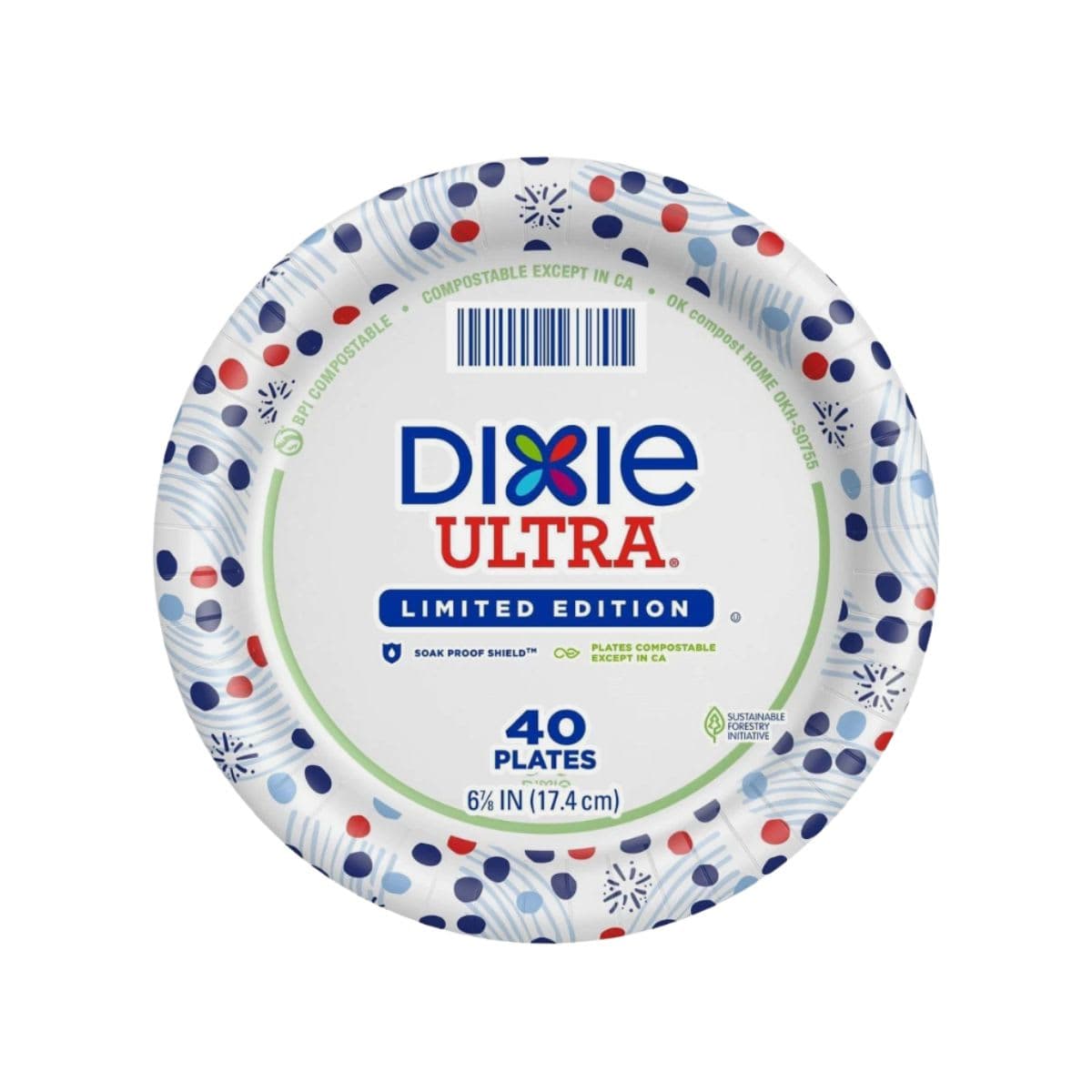 Dixie Ultra Plates 7" Americana 40ct Disposable Paper Dinnerware