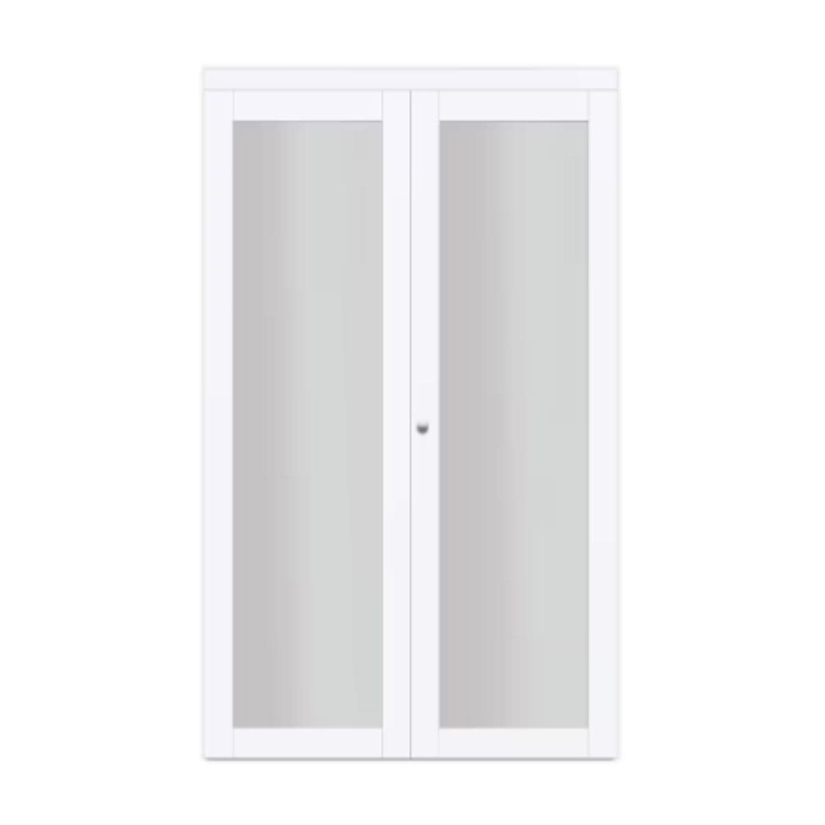 TRUporte 36-inch x 80 1/2-inch Euro Off-White Frosted Glass 1-Lite Bi-fold Closet Door