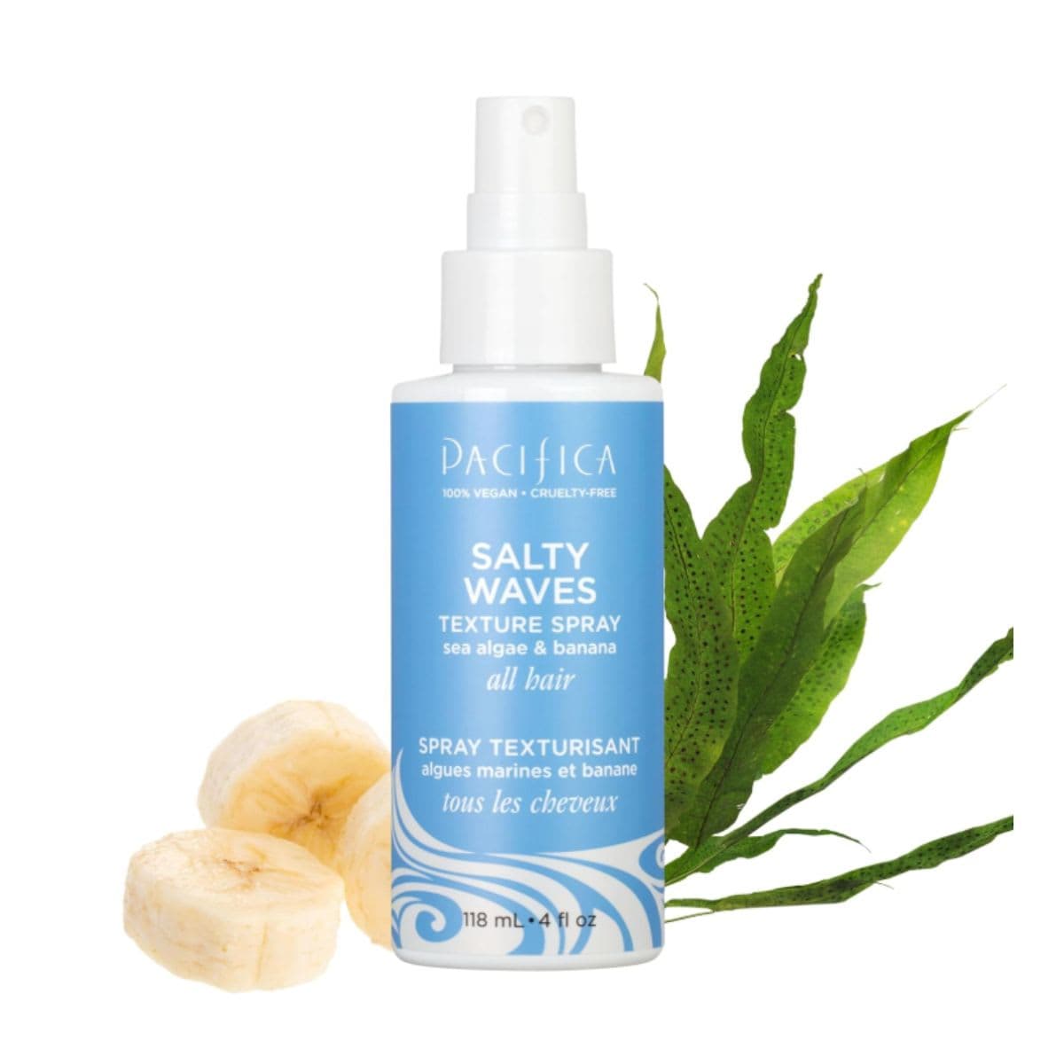Pacifica Beauty, Salty Waves Texture Sea Salt Spray for Hair, Beachy Waves, Wavy Hair Products, Hydrating, Banana Scent, Curl Enhancing, Paraben Free, Sulfate Free, Vegan & Cruelty Free