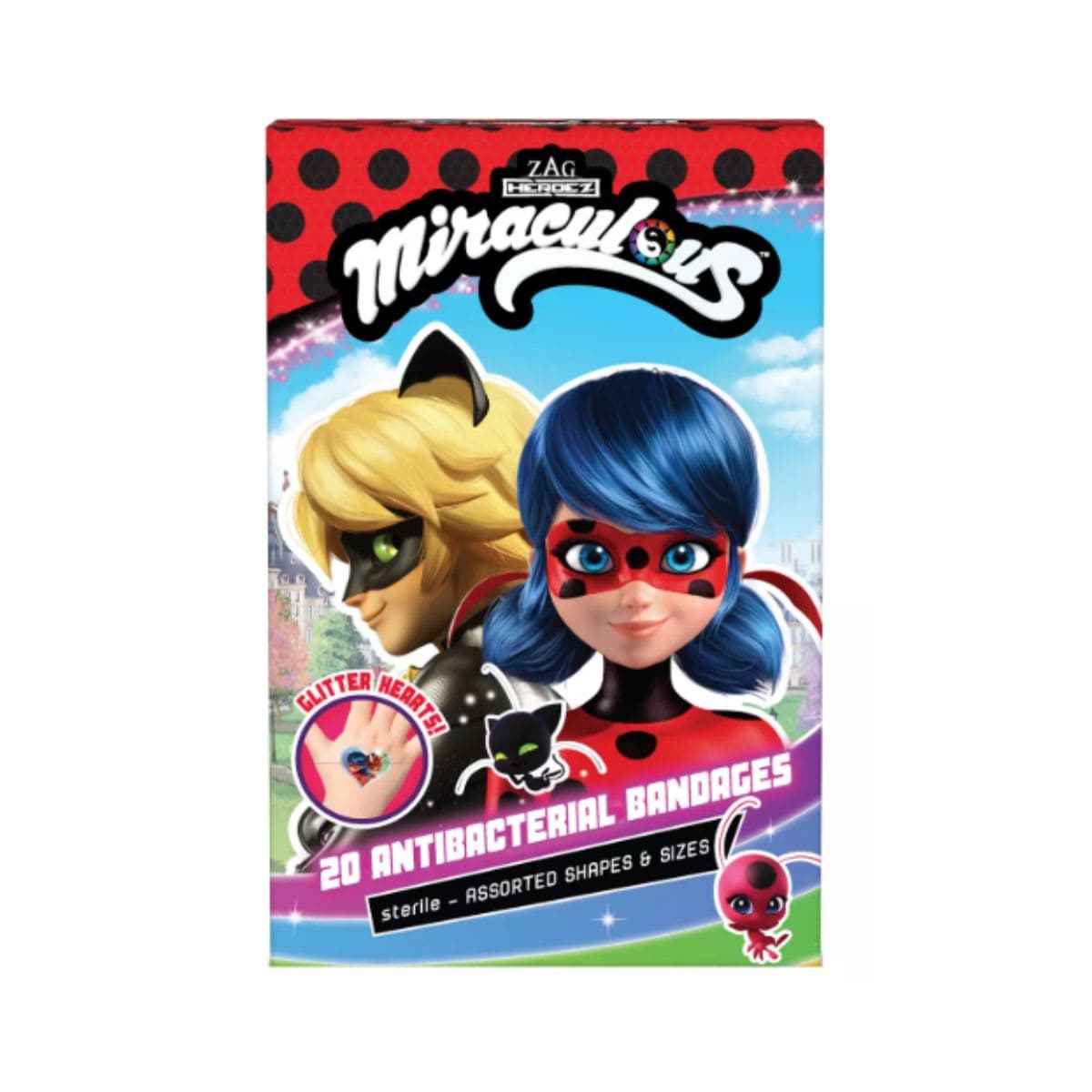 Zag Heroez Miraculous Ladybug Antibacterial Bandages - Assorted Sizes 20 ct