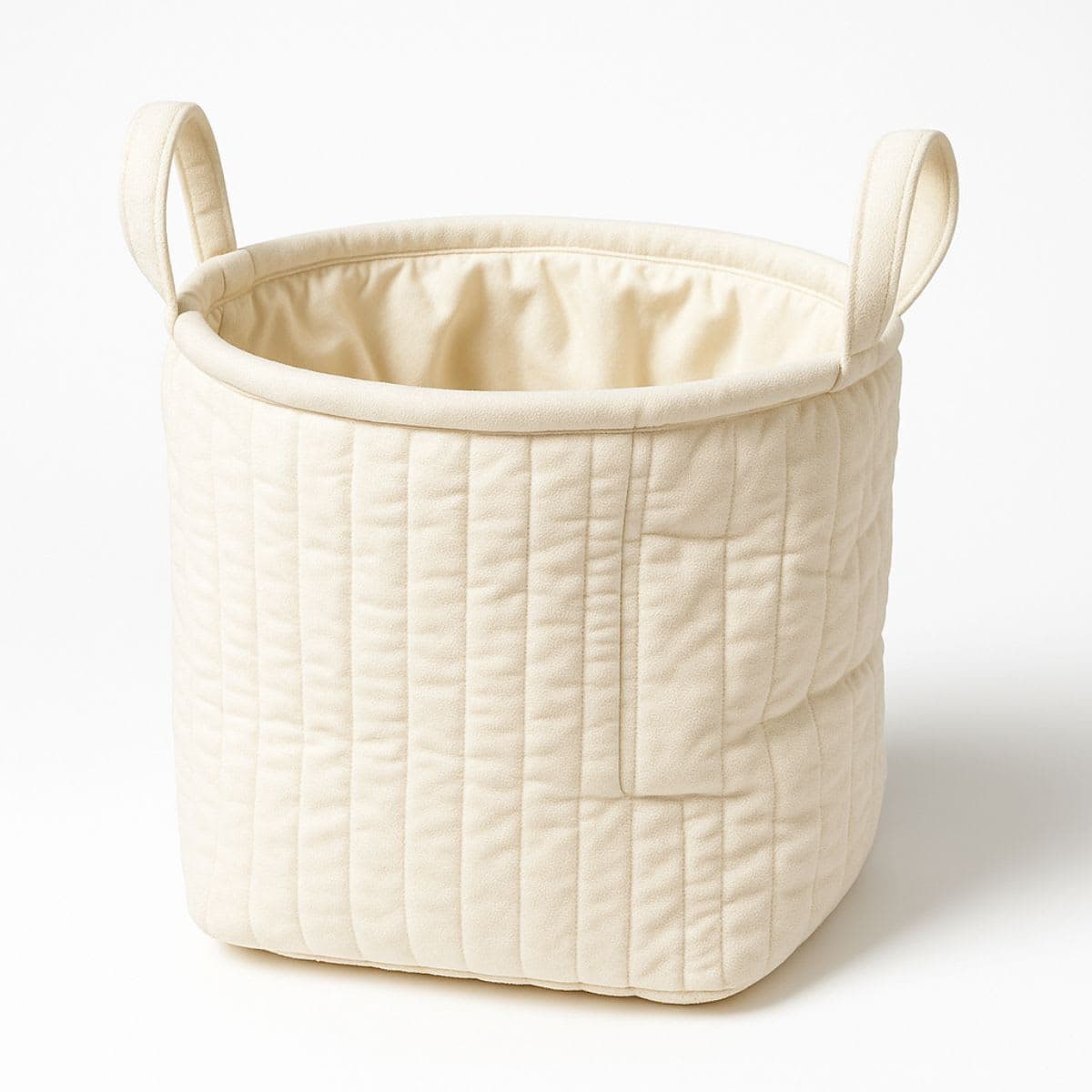 Velvet Bin - off-white - 13 Inches Wide 14 Inches Tall With Handles NWT