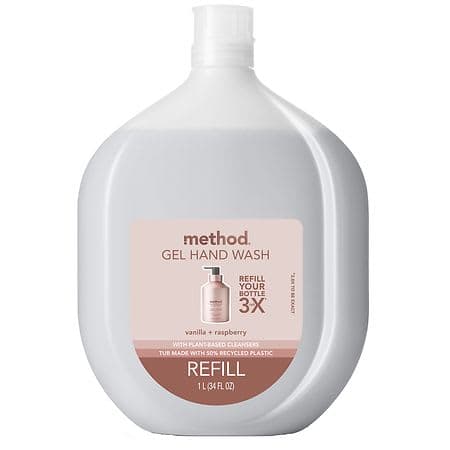 Method Premium Gel Hand Wash Refill  Vanilla + Raspberry  34 Ounce
