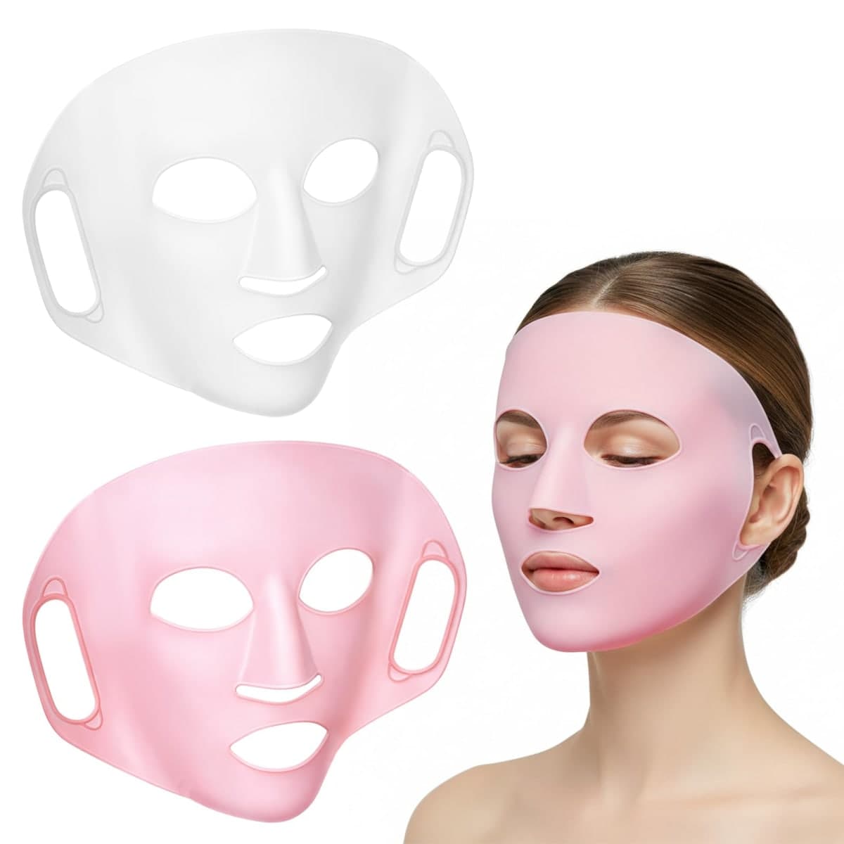 2 Pack Silicone Face Mask Cover, Reusable Anti-Wrinkle Silicone Face Masks for Sheet 3D Masks Covers Moisturizing Facial Mask Cover Prevent Evaporation Falling Skincare Beauty Spa for Women Men