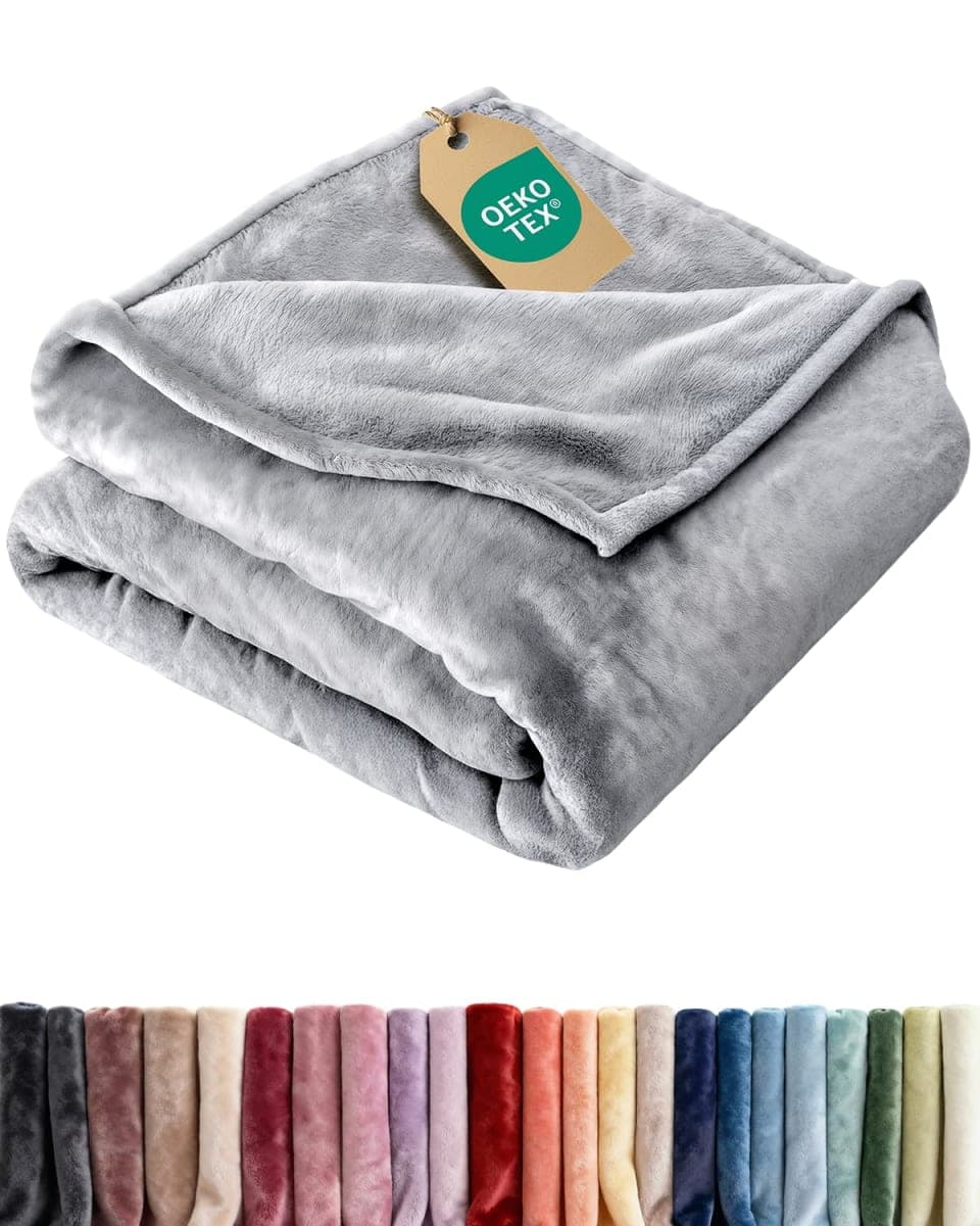 Ultra Soft Fleece Blanket Twin Size - Flannel Fleece Luxury Twin Blanket - Lightweight for Couch Bed Chair - Thick, Warm and Breathable - All Season Cozy Fuzzy, Anti-Static Microplush Bedding, Grey