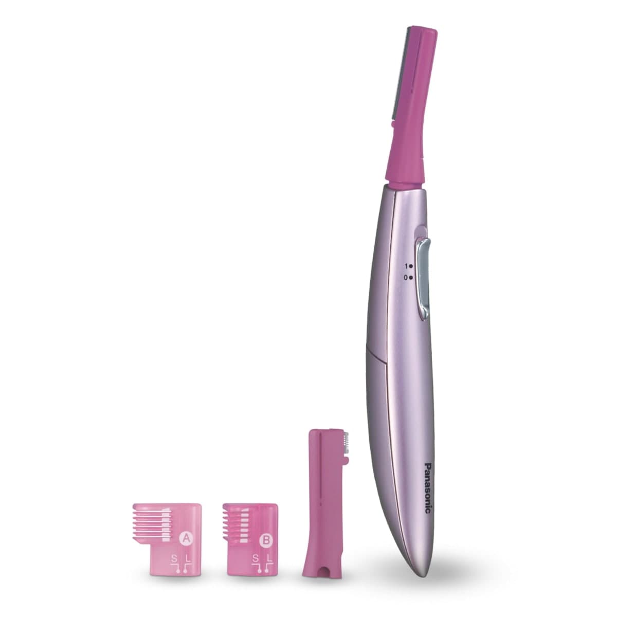 PANASONIC Facial Hair Trimmer for Women ES2113PC, with Pivoting Head and Eyebrow Trimmer Attachments, Dry Use, Battery-Operated