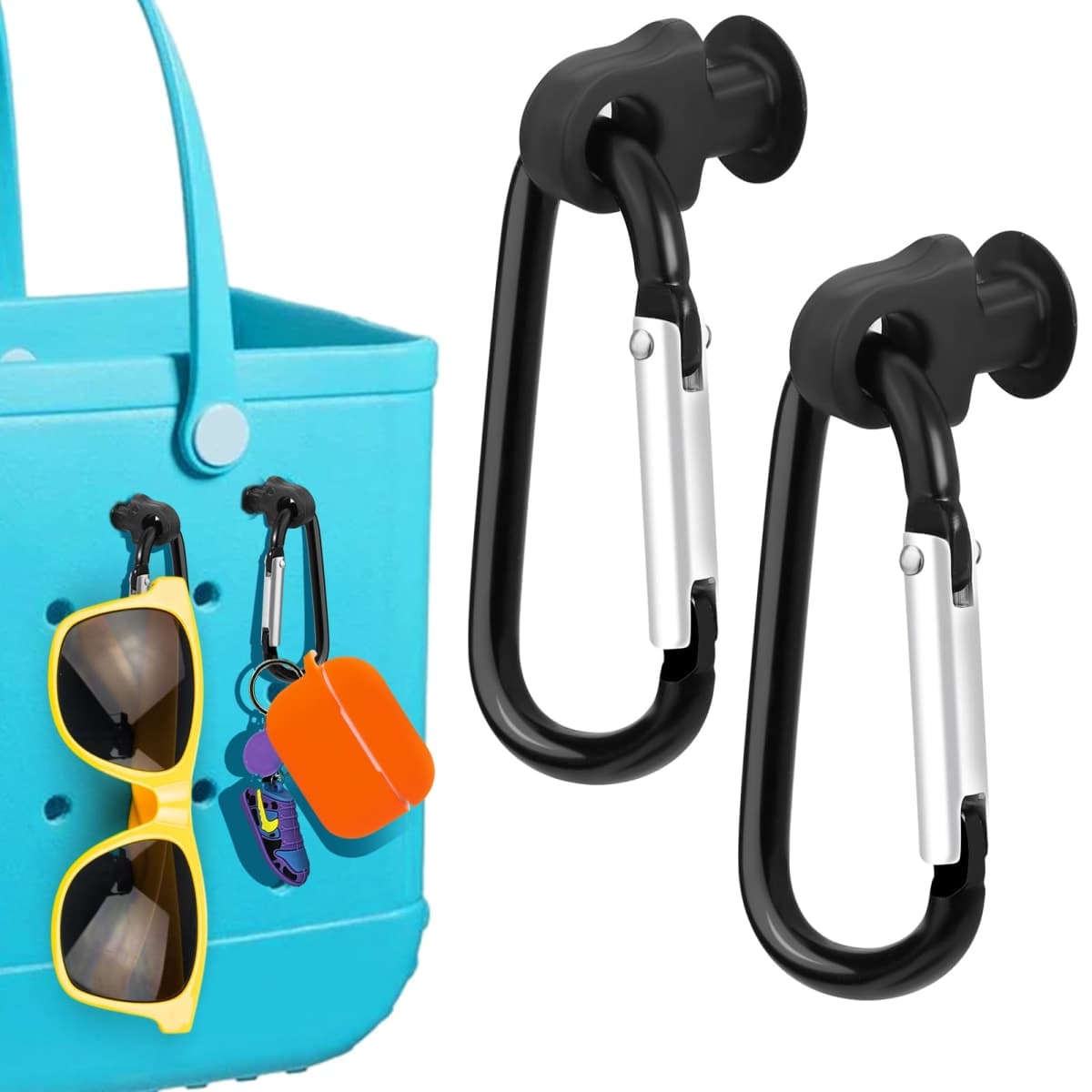 Mity rain Key Holder for Bogg Bag, Accessories for Bogg Bags Original X Large, Insert Charm Carabiner Keychain for Beach Bag, Black, bogg bag hold size