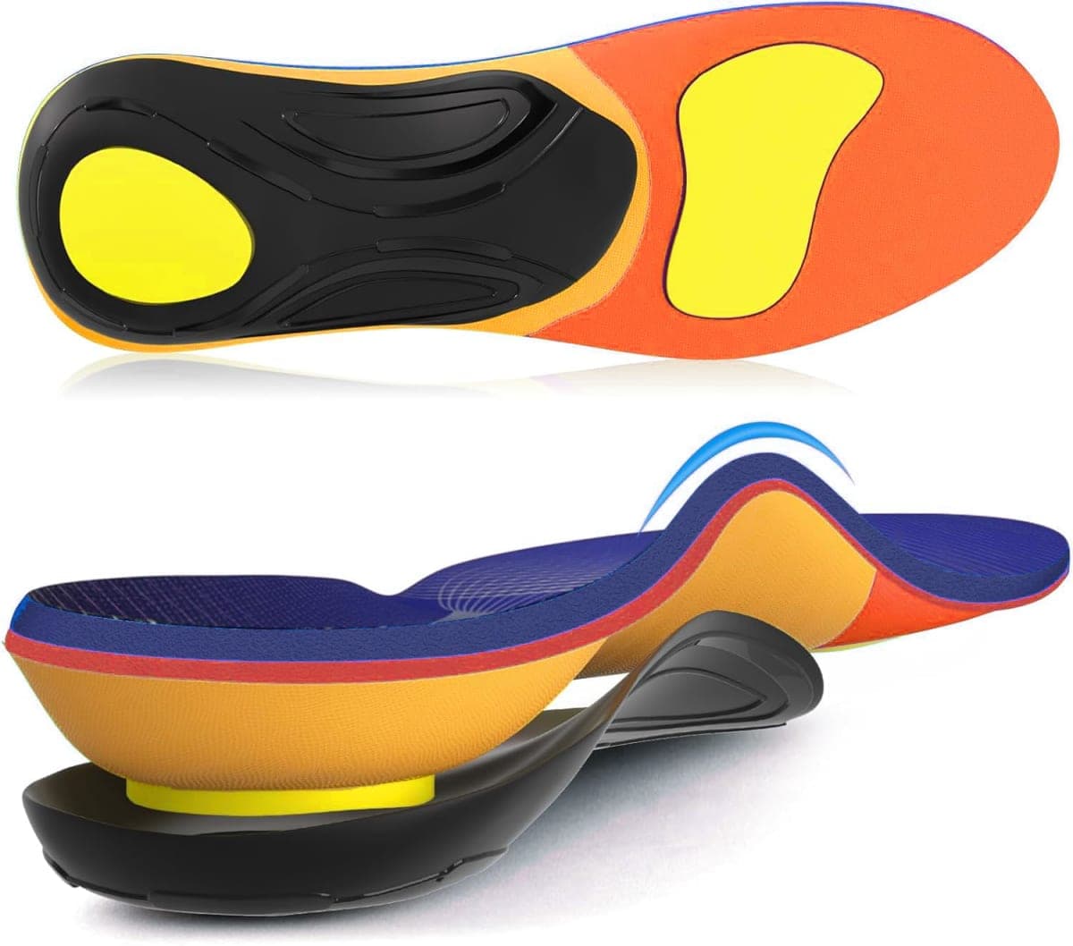 Arch Support Plantar Fasciitis Insoles: Fit Geno Orthotics Inserts for High Arch Pain Relief – Heavy Duty Shoe Inserts for Women & Men 220lbs+ – for Work Boots & Sneakers (Women's 6-7 / Men's 4-5)