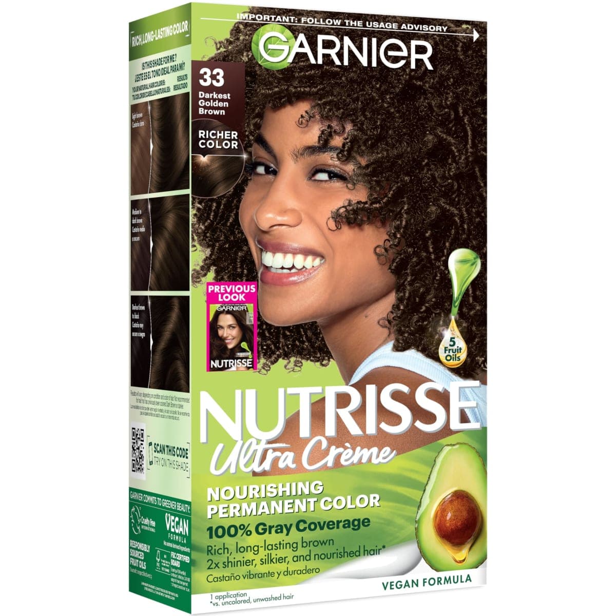 Garnier 33 Darkest Golden Brown, Nutrisse Ultra Crème