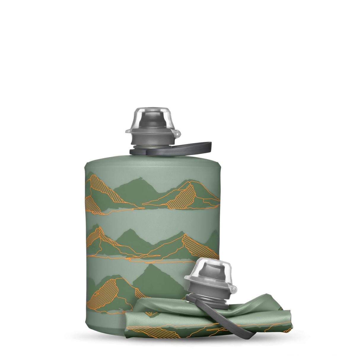 HydraPak Stow - Collapsible Backpacking Water Bottle (500ml) - BPA Free, Ultra Light, Spill-Proof Twist Cap - MTN Sutro Green