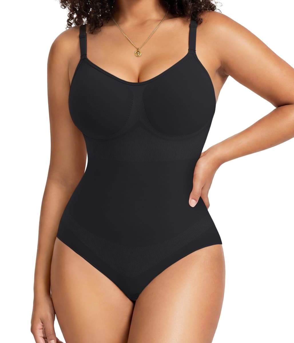 Gotoly Shapewear Bodysuit for Women Tummy Control Seamless Waist Trainer Body Suit Body Shaper, Black, Small