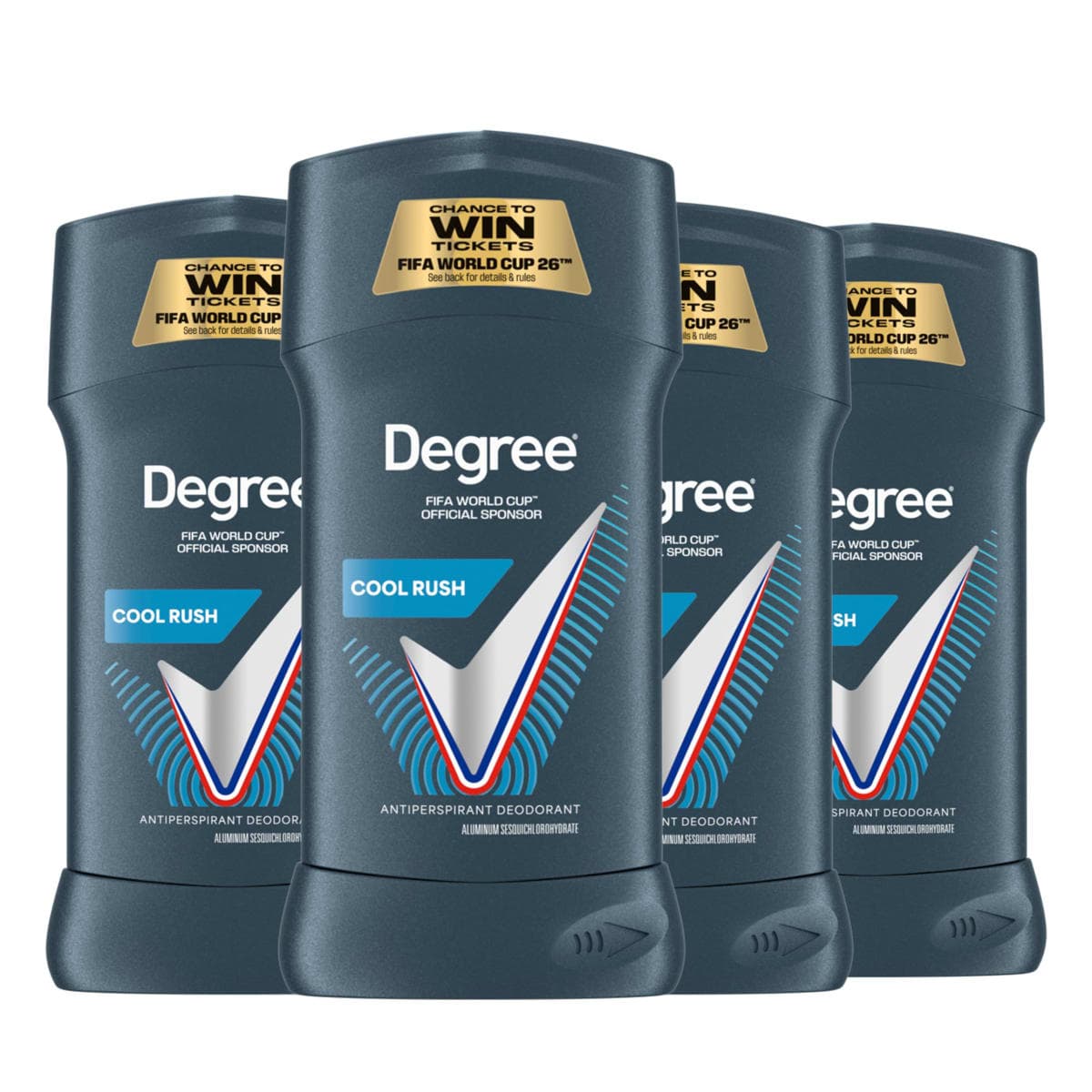 Degree Men Advanced Protection Antiperspirant Deodorant Cool Rush 4 count 72-Hour Sweat and Odor Protection Antiperspirant For Men With MotionSense Technology 2.7 oz