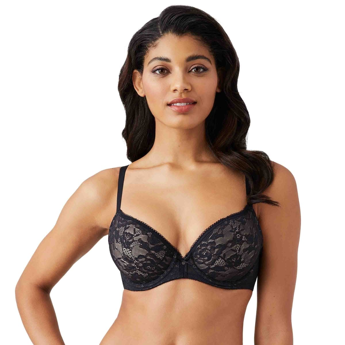 Wacoal Women's Lace Finesse T-Shirt Bra, Black/Toast, 34DDD