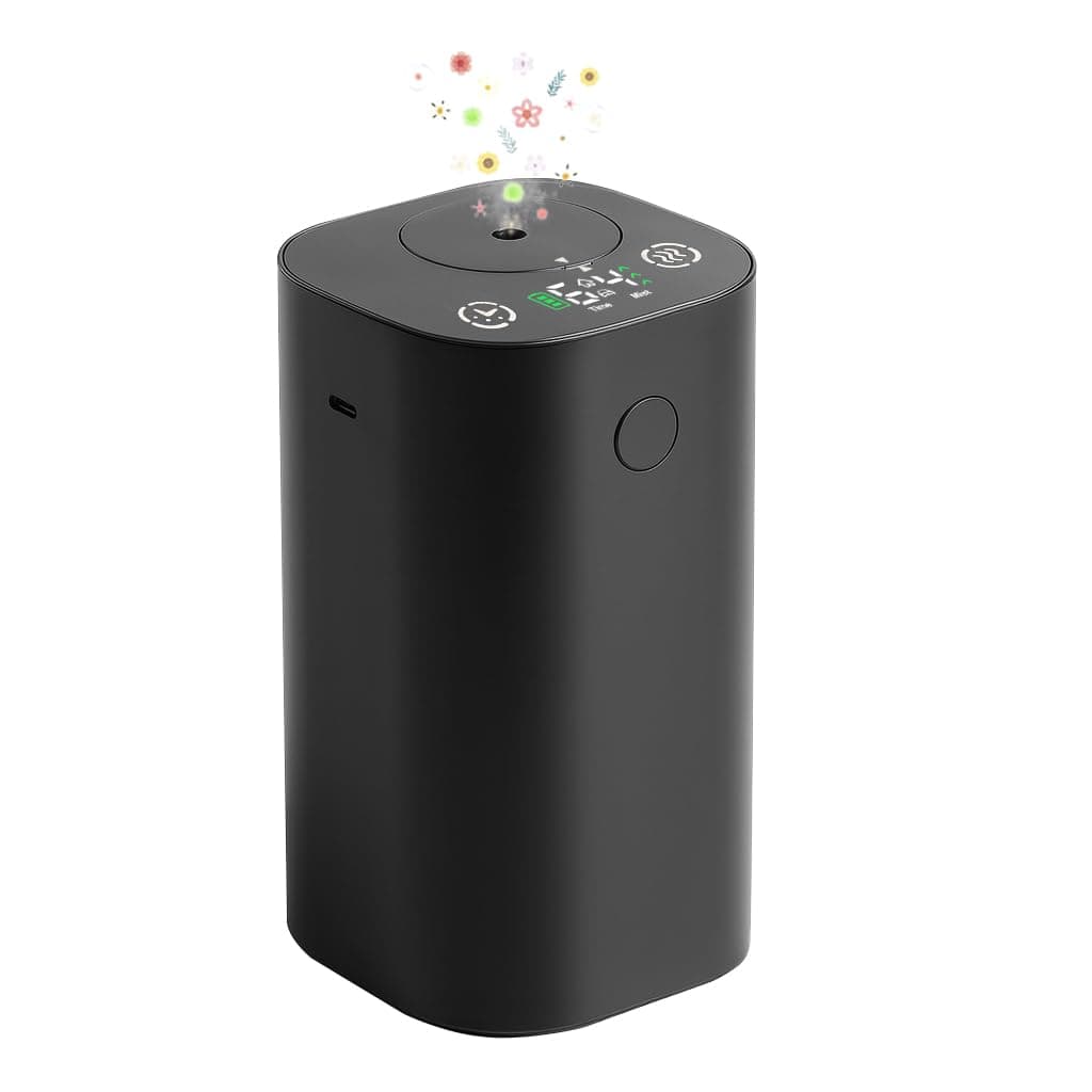 Waterless Diffuser for Essential Oil, Rechargeable Scent Diffuser Machine, 0.7 Fl.Oz./ 20mL Capacity, Mini Scent Air Machine, 4 Countdown Timers & 4 Mist Levels for Home, Room, Car, Office, Black