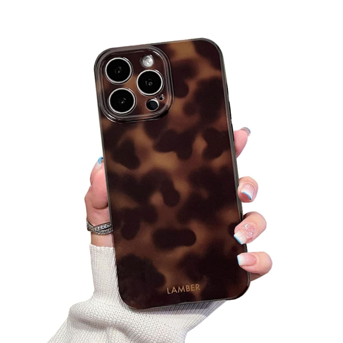 XQAGU Cute Phone Case for iPhone 15 Pro Max Case Amber Leopard Full Camera Protective Slim Shockproof Aesthetic Phone Case-Brown Amber
