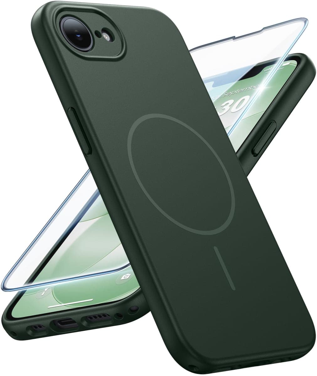 FNTCASE for iPhone 17e Case Green: [Compatible with Magsafe] [Magnetic Phone Cover with Screen Protector] [Full Camera Protection] Military Grade Shockproof Protective for 17 e, 6.1 inch