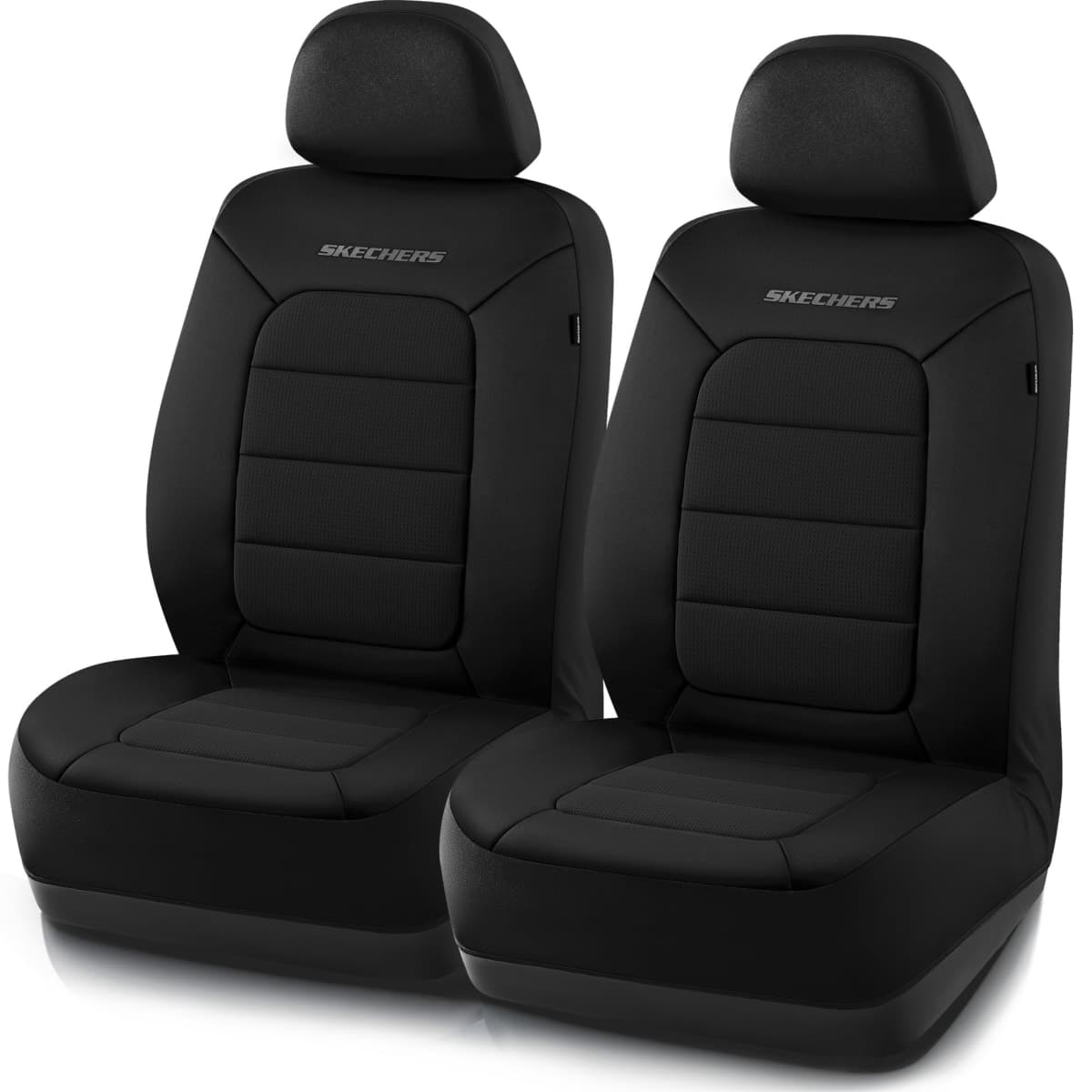 Skechers Memory Foam Car Seat Covers,Thick Cool Touch Fabric Seat Covers,Slip-ins Front Seat Covers,Airbag Compatible,Automotive Comfort Protection for Most Cars,Vans,Trucks,SUV,Black