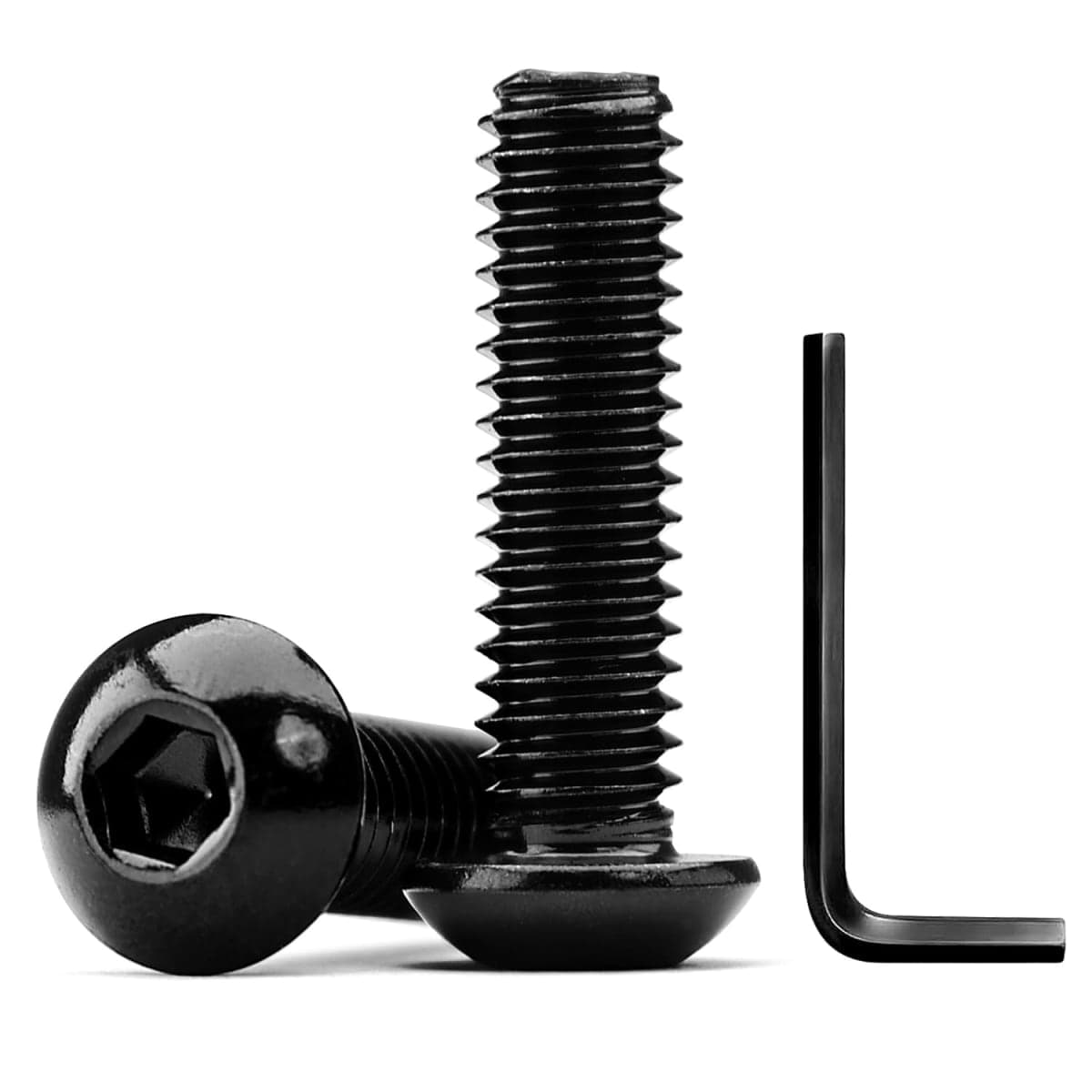 1/4-20 x 3-1/2 Button Head Socket Cap Screws, Stainless Steel 18-8(304), Black Oxide, Allen Hex Drive, Full Thread, 10 PCS (with Hex Spanner)