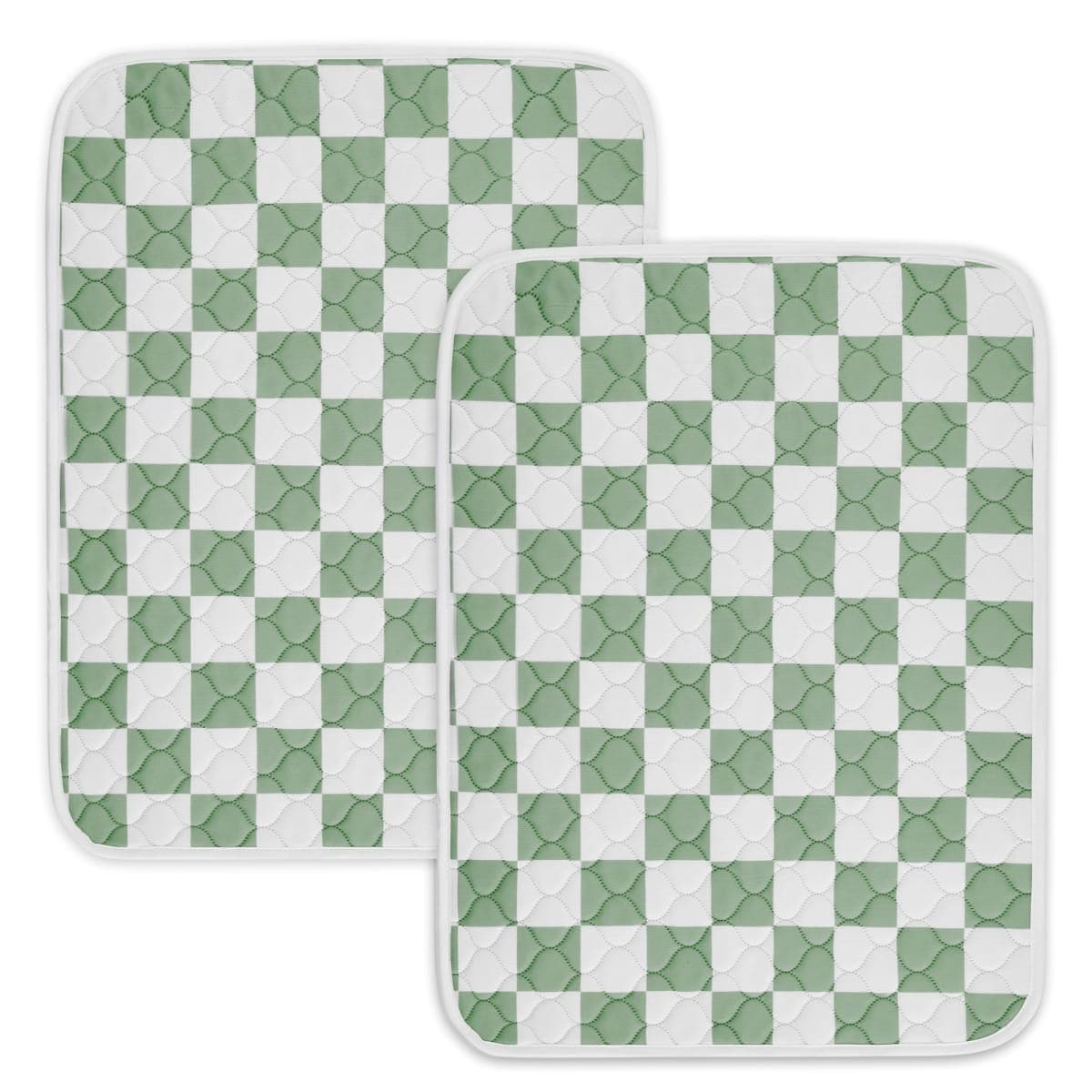 Ralxion 2 Pack Sage Green Checkered Washable Pee Pads for Dogs, Checkered Reusable Dog Pee Pads, for Puppy Playpen, Crate, Whelping Box, Potty Training, Cute Aesthetic Absorbency, Leak-Proof Non-Slip