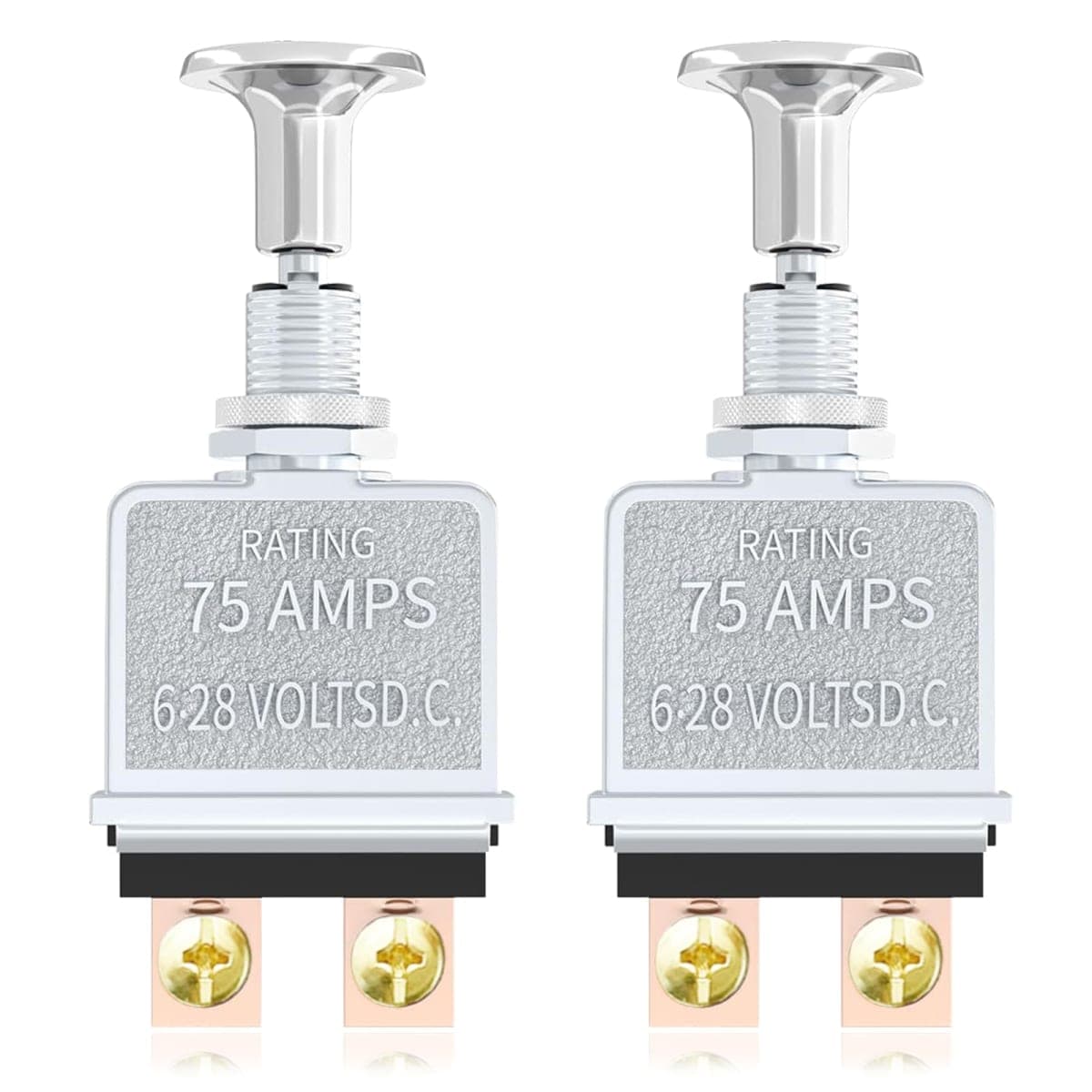 Push Pull Switch Heavy Duty 75 Amp Pull Toggle Switch 6-28V DC 2 Position Spst On/Off for Automotive, Trucks, Off-Road & Marine - Heavy Duty Toggle Switch 2Pcs