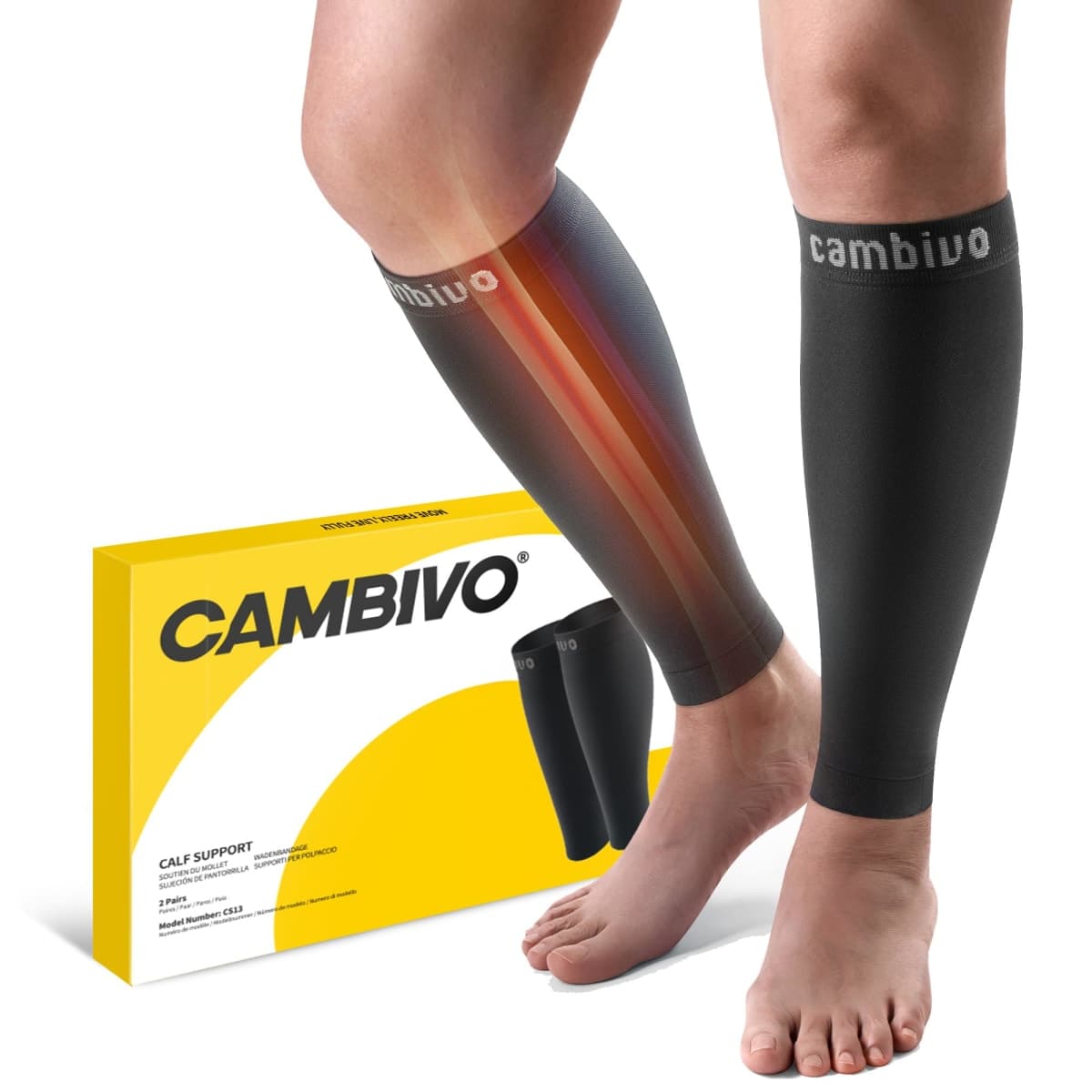 CAMBIVO Calf Compression Sleeve for Women & Men - 20-30mmHg Footless Compression Socks for Shin Splint Relief, Leg Cramps, Varicose Veins, Support for Running, Travel, Nursing, & Everyday Use