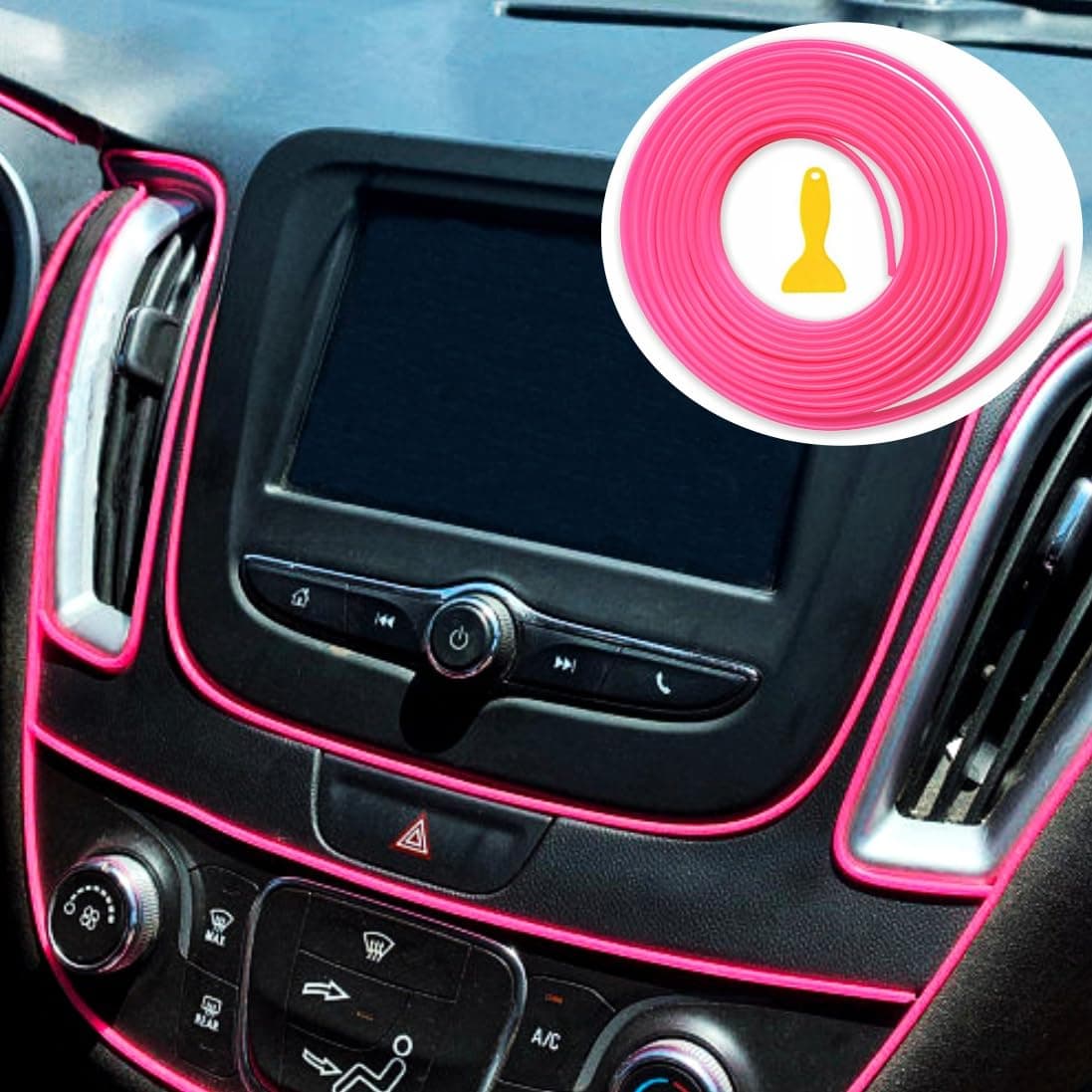 10Ft (3m) Pink Molding Gap Trim for Car Edges Decorative DIY Flexible Strip (Pink)