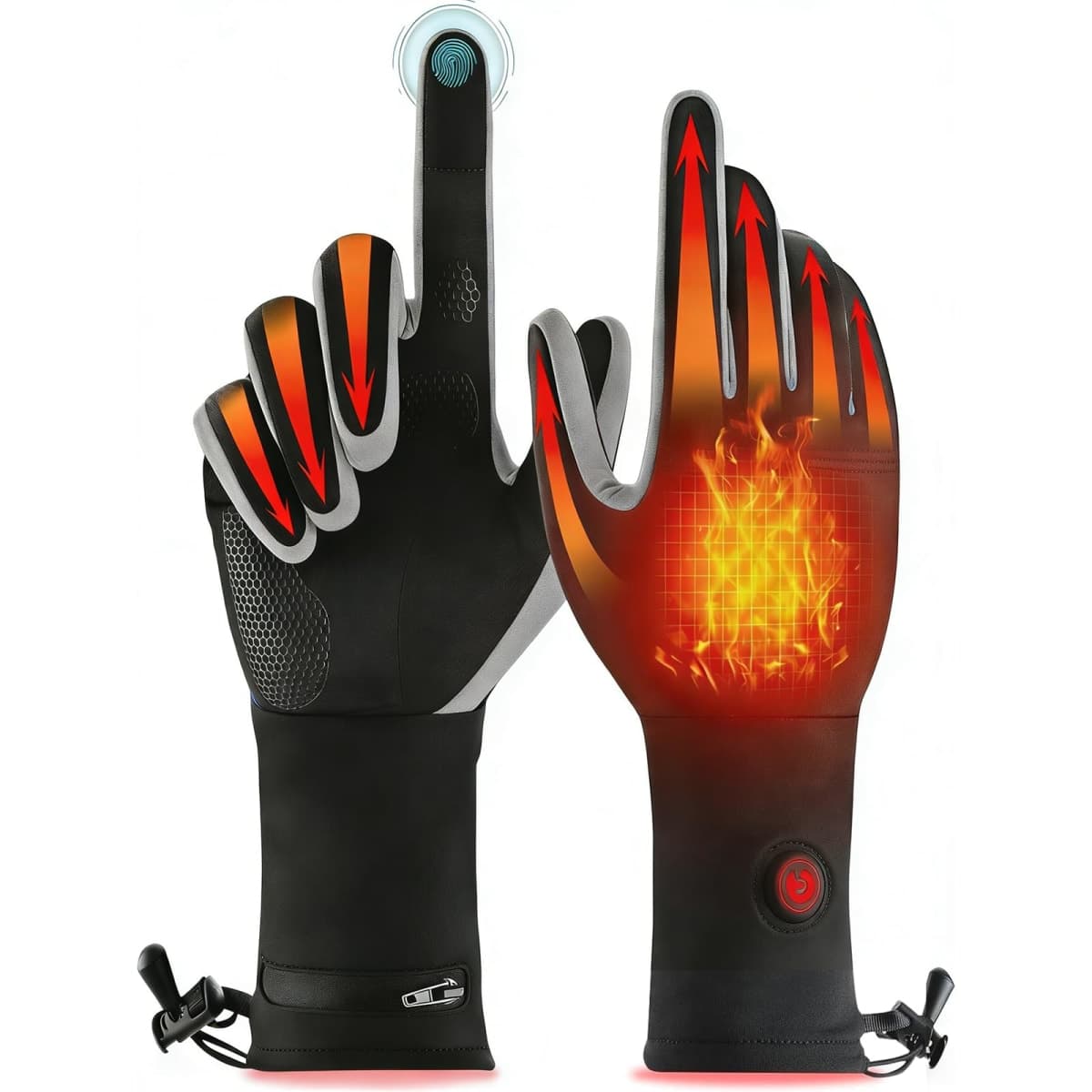 Heated Glove Liners for Men Women, Rechargeable Battery Electric Heated Gloves, Winter Warm Glove Liners for Arthritis Raynaud, Thin Gloves Motorcycle Ski Snowboarding Riding Hiking (Black-Gray, M)