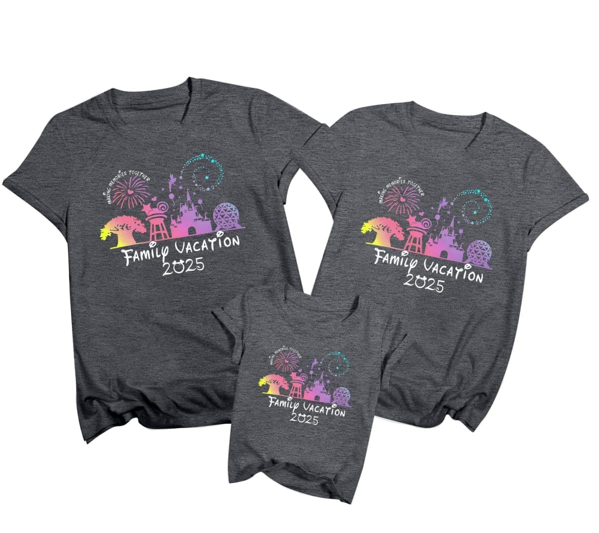 Family Vacation Shirts 2025 Family Matching Outfit Magical Animal Land Tshirt Family Trip Couples Travel Tops, Dark Grey, Medium