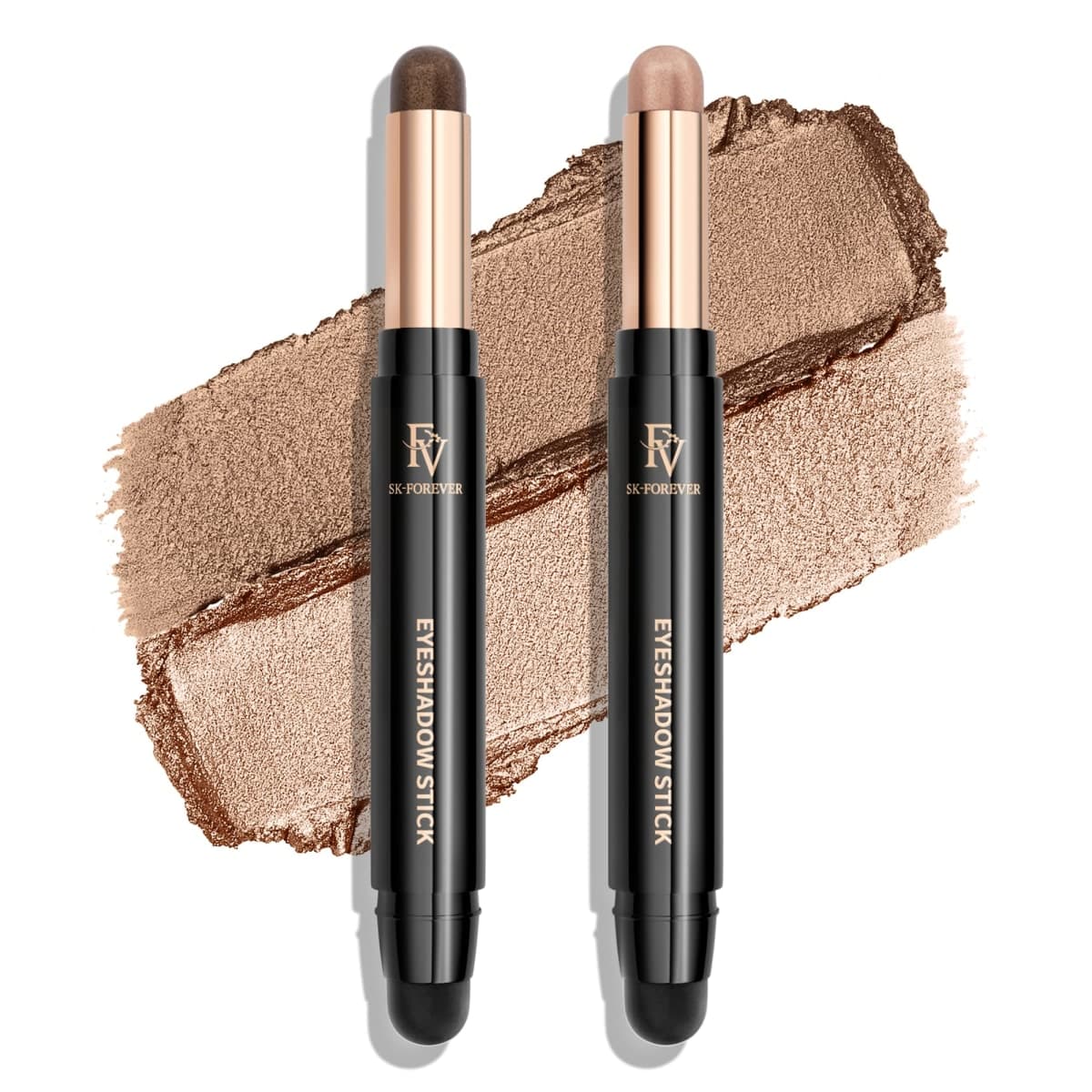 FV Waterproof Eyeshadow Stick Duo,Long-Lasting Cream Eye Shadow Makeup Sets, High Pigmented Eyeshadow Pencil with Shimmer Finish, Natural Look (Golden & Champagne)