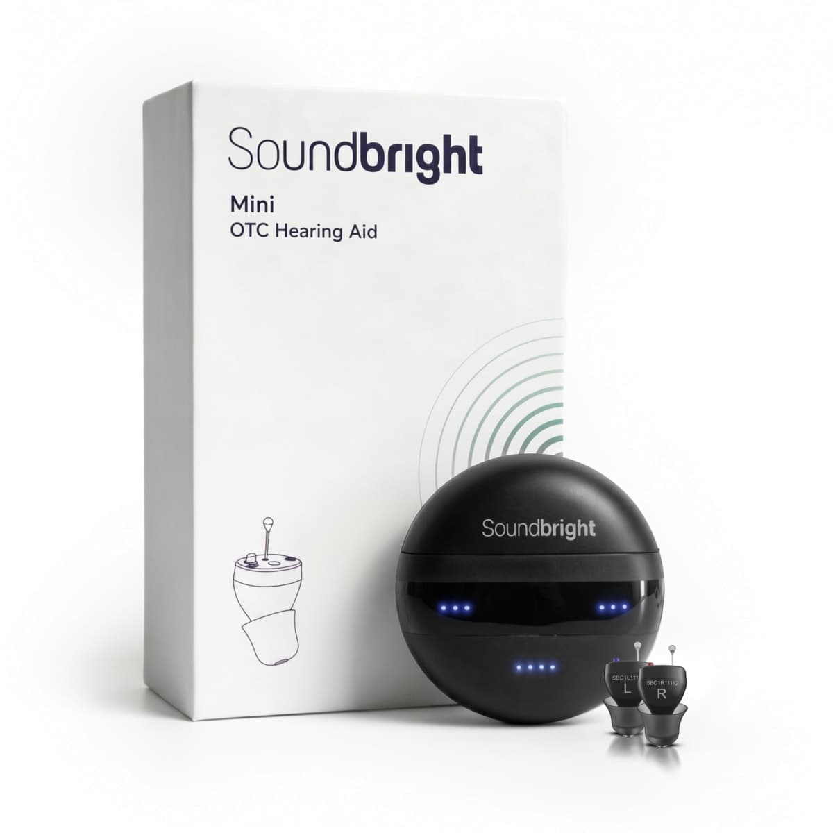 Soundbright Mini Over the Counter (OTC) Rechargeable Hearing Aids for Adults, Seniors, Men, and Women, Small in-Ear Hearing Aid - 48-Hour Battery, Noise Reduction, FDA Registered