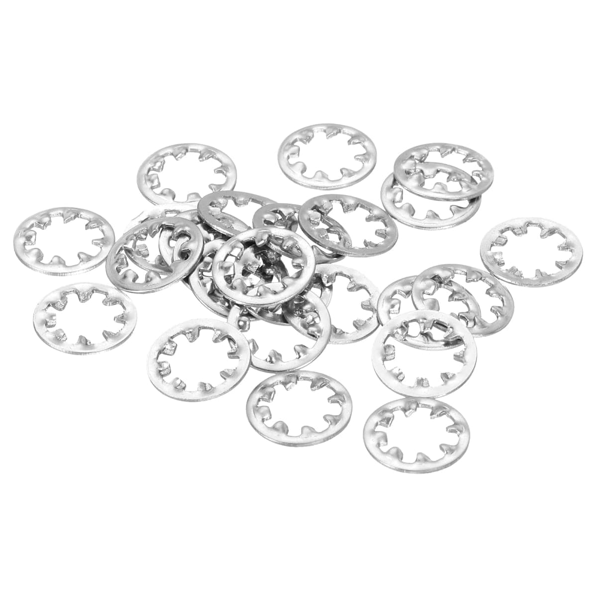 uxcell 100Pcs Internal Tooth Washers, 1/4-Inch Stainless Steel Internal Serrated Washer for Mechanical Equipment Fasteners, Silver Tone