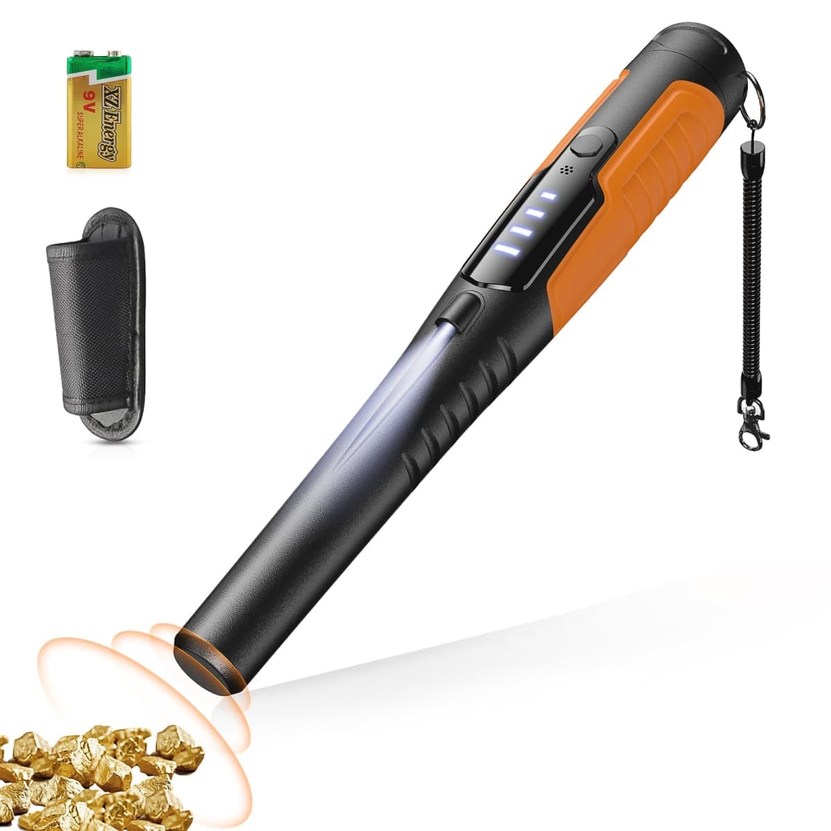 JKUSS Metal Detector Pinpointer, Search Treasure Pinpointing Finder Probe with LCD Display, Professional Waterproof Handheld Pin Pointer Wand with 4 Modes for Metal Detector Adults, Kids