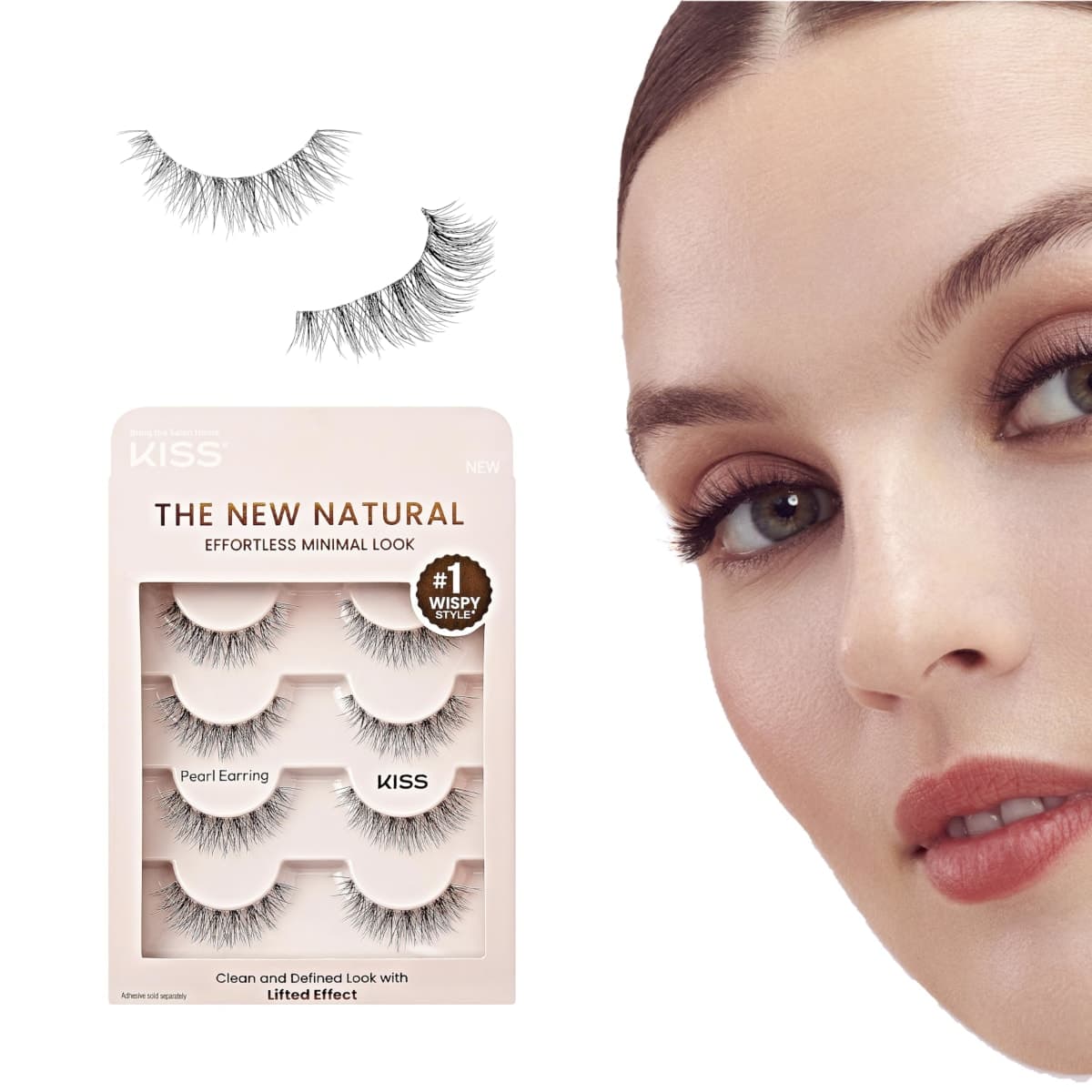 KISS The New Natural False Eyelashes Multipack NNM01, Cruelty Free, Vegan, Contact Lens Friendly, Easy to Apply, Includes 4 Pairs of Reusable Strip Lashes