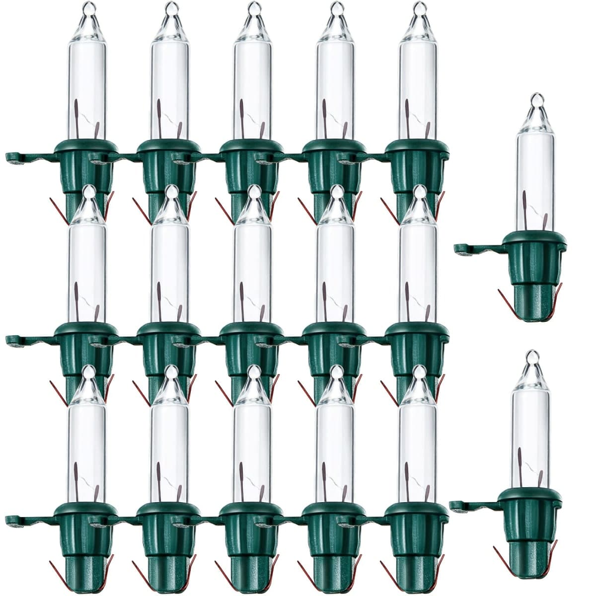 Mudder 200 Count Replacement Christmas Tree Light Bulbs 2.5v 0.425 Watt Mini Replacement Light Bulb Incandescent Wire String Lights Prelit Xmas Tree Decoration(Green Base with Warm White Bulb)