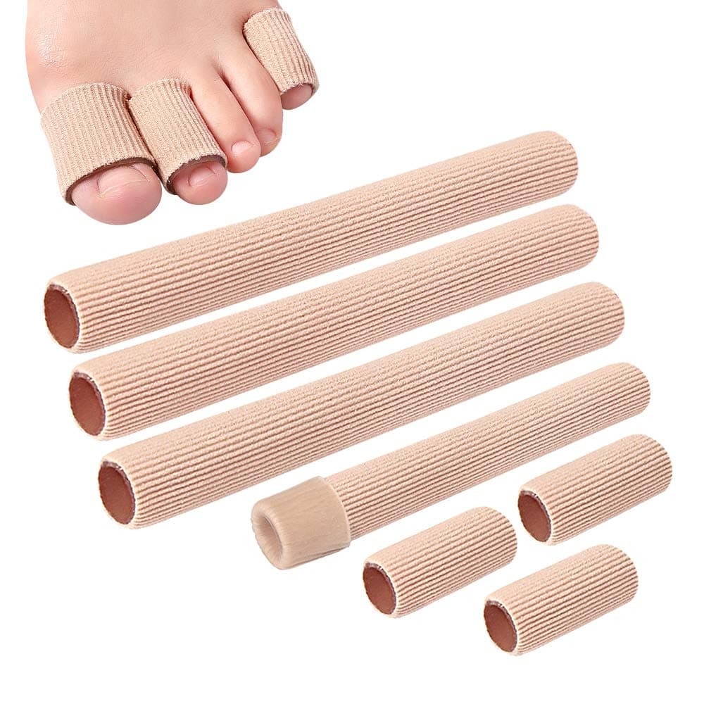 5 Pcs Toe Tubes, Toe Cushion Tube Soft Gel Corn Pads Protectors Relieve for Corns, Blisters, Calluses, Toes and Fingers Separators Protectors for Men and Women Toe Health (L (5pcs/Pack))
