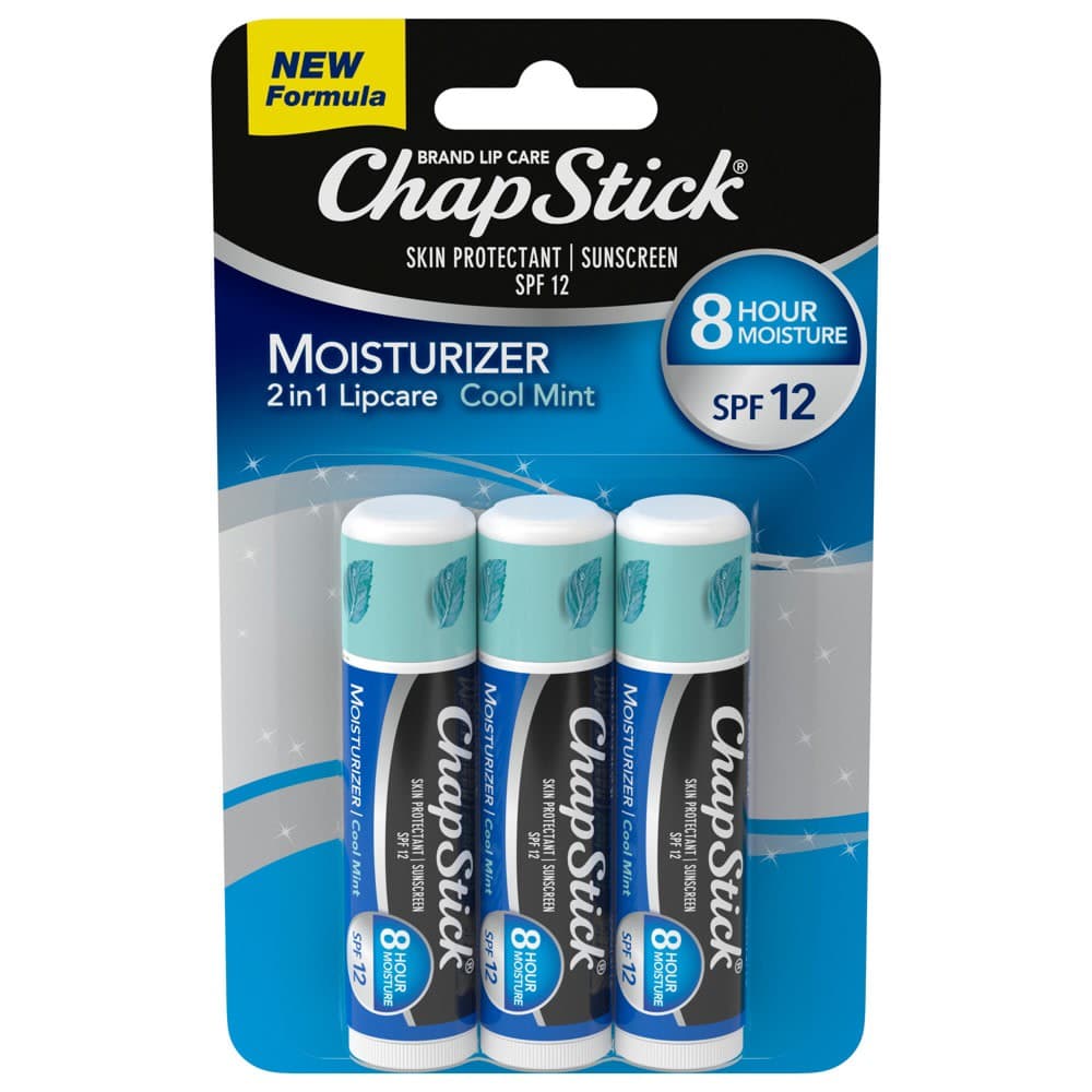 Chapstick Moisturizer Lip Balm - Cool Mint with SPF 12 - 3ct/0.45oz
