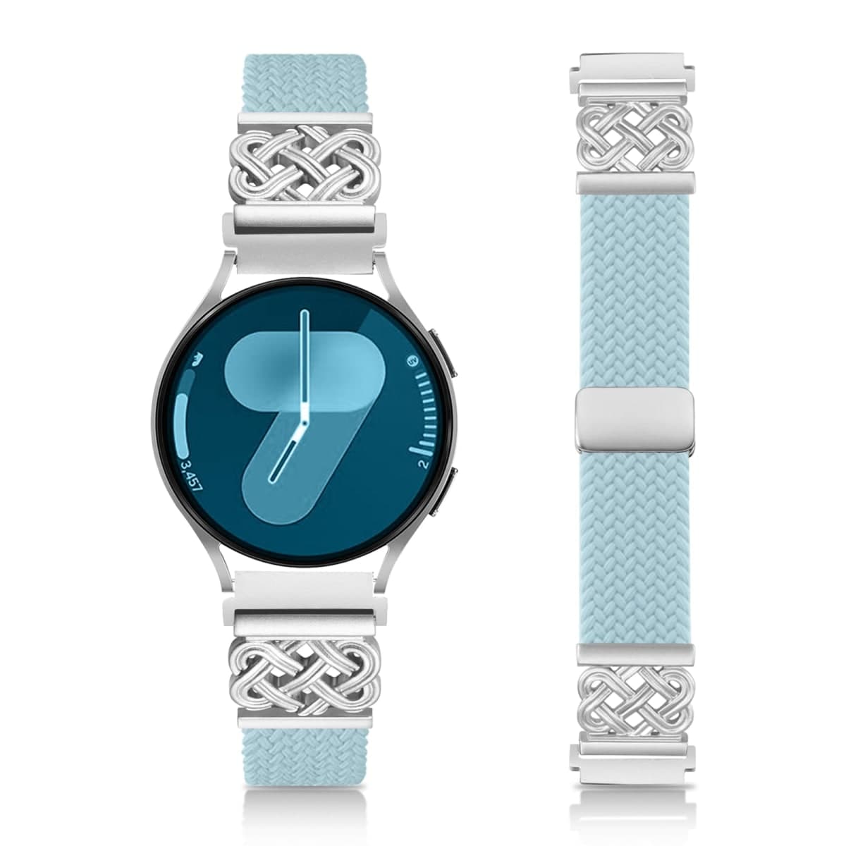 Chinber Braided Band Compatible with Samsung Galaxy Watch 7 6 5 4 FE Band 40mm 44mm/5 Pro/Watch 4&6 Classic/Active 2/Watch3 41mm, 20mm Soft Nylon Magnetic Stretch Strap with Designer Interlock Buckle