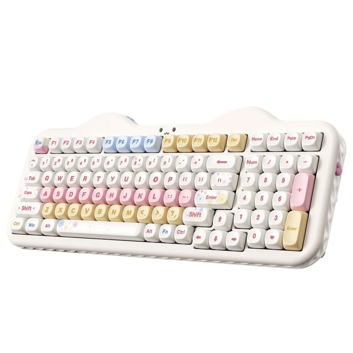 YUNZII C98 Wireless Mechanical Keyboard with Number Pad,98 Key BT5.0/2.4G/USB-C Hot Swap Gasket Mount with PBT MOA Keycaps,Custom RGB,Cute Cake Keyboard for Win/Mac (Beige, Milk V2 Linear Switch)
