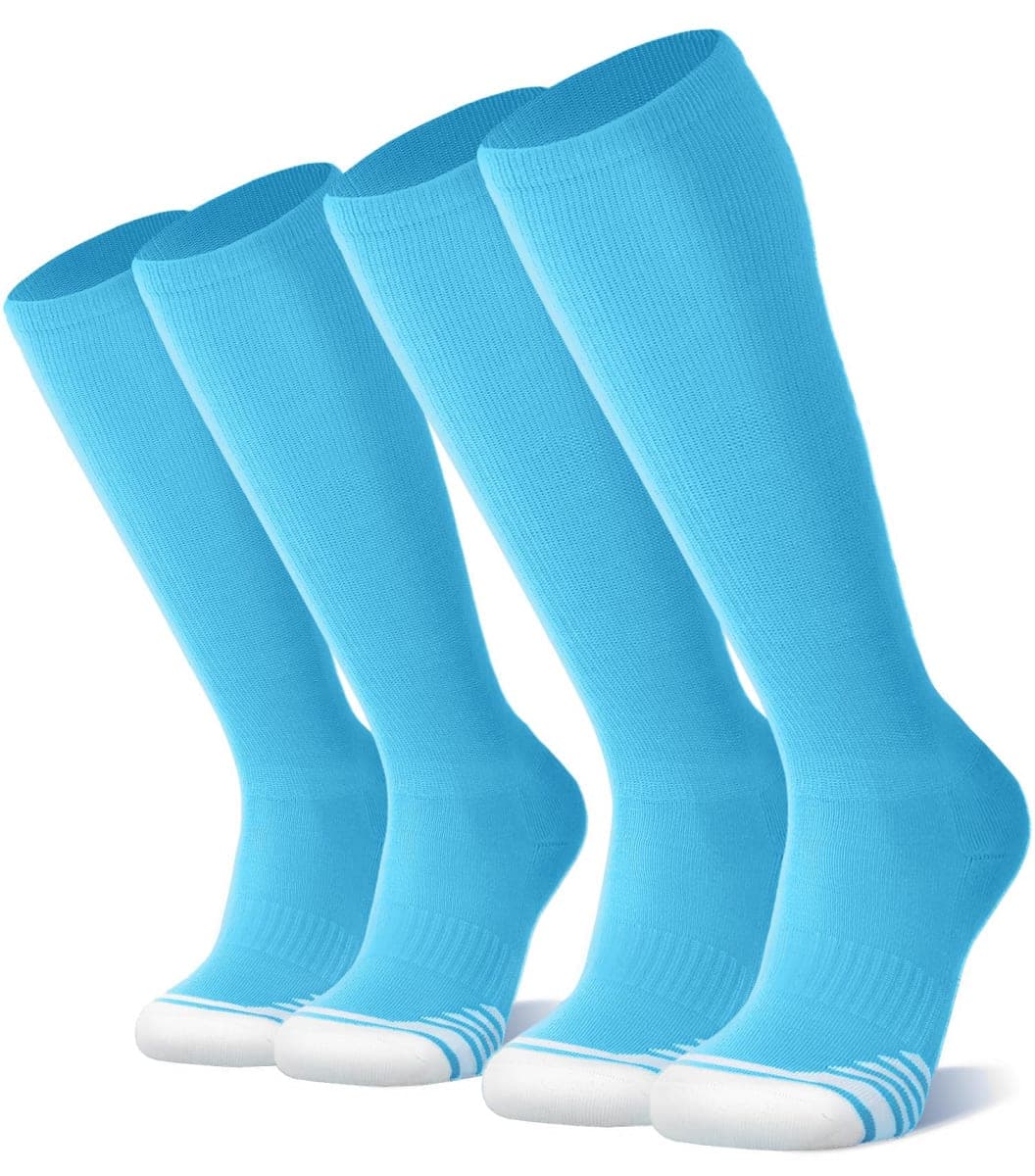 FITRELL 2/3 Pack Baseball Soccer Softball Socks for Kids Youth Men & Women Over-the-Calf Knee High Socks (Multiple Colors), Purple (2 Pack), XS