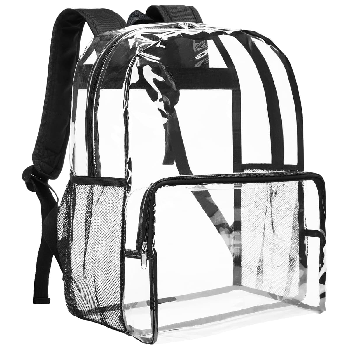 Vorspack Clear Backpack Heavy Duty - Large Clear Backpacks for School See Through Bookbag for Work, Concert, College, Black, X-Large, Modern