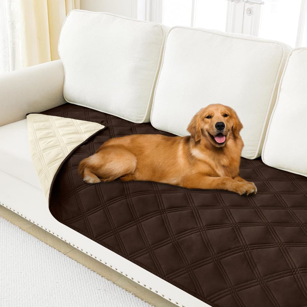 Smiry Waterproof Dog Bed Cover Blanket 40x80, Soft Reversible Pet Blanket, Washable Leakproof Cats Dogs Couch Cover for Sofa, Couch, Furniture, Chocolate/Beige