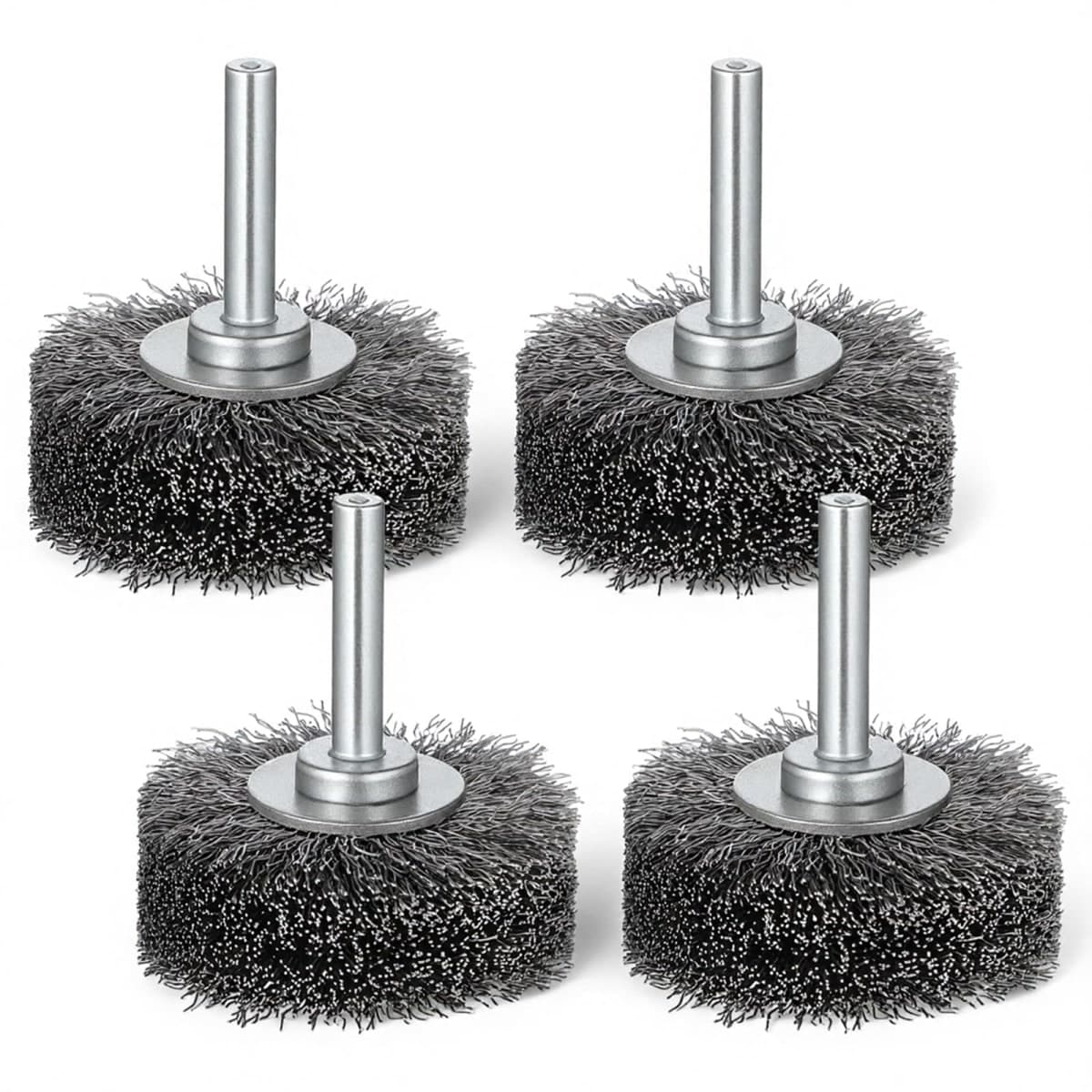 4 Pack 2 Inch Wire Wheel Brush for Dril, Heavy Duty Wire Brushes for Rust Corrosion Paint Removal, Removal Paint Rust & Corrosion, Carbon Steel Wool, 1/4in Shank Drill Rotary Attachment, 20000RPM