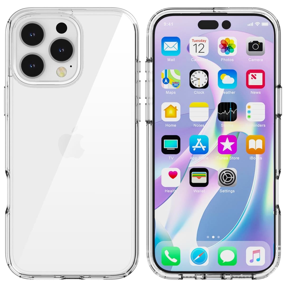 TENOC Phone Case Compatible with iPhone 16 Pro, Clear Case Shockproof Protective Bumper Slim Cover for 6.3 Inch