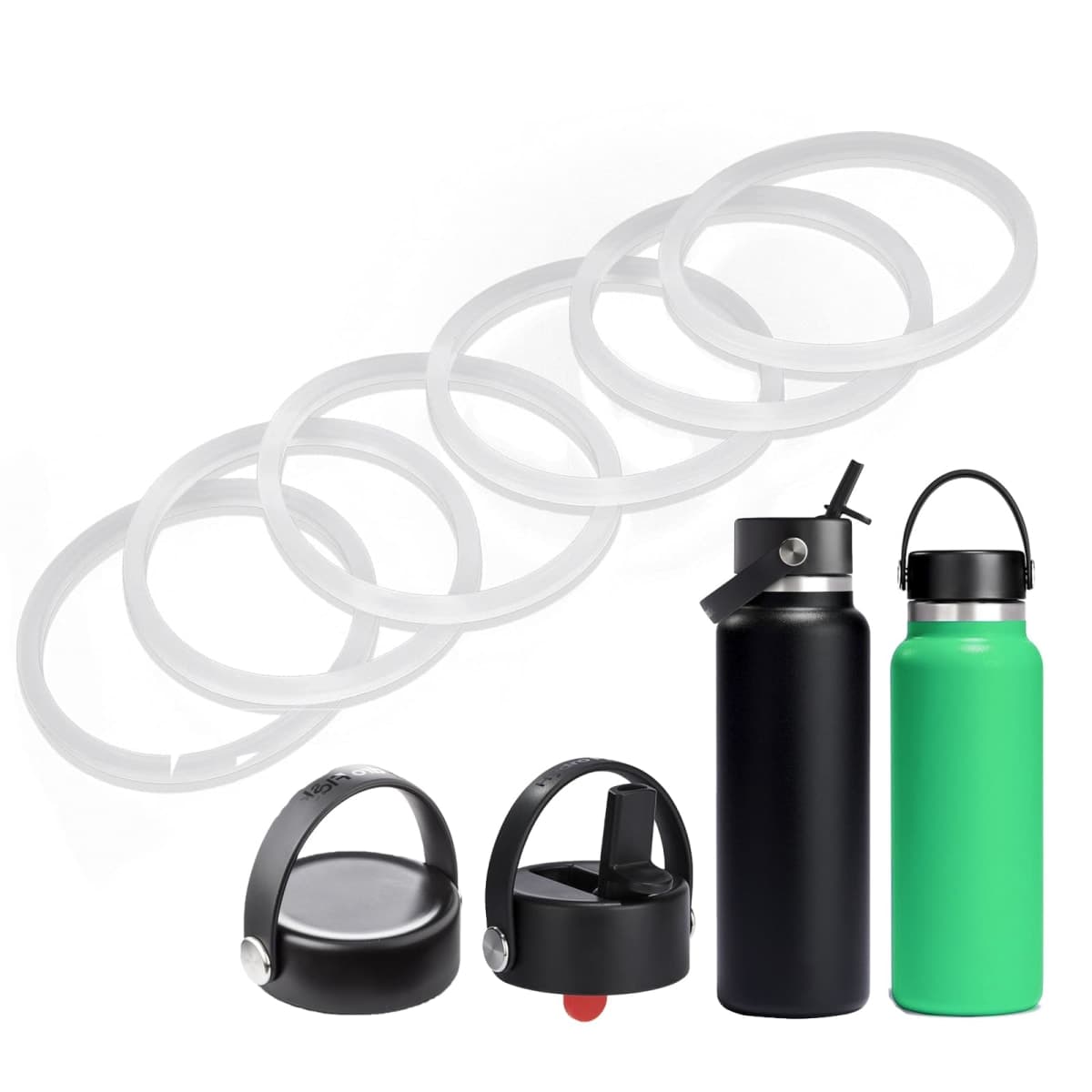 6 PCS Replacement Rubber Seal for Hydro Flask Wide Mouth Flex Caps, O Ring for Hydroflask, 2.2 inches Water Bottle Gasket Replacement (Fit Hydroflask Flex Cap)