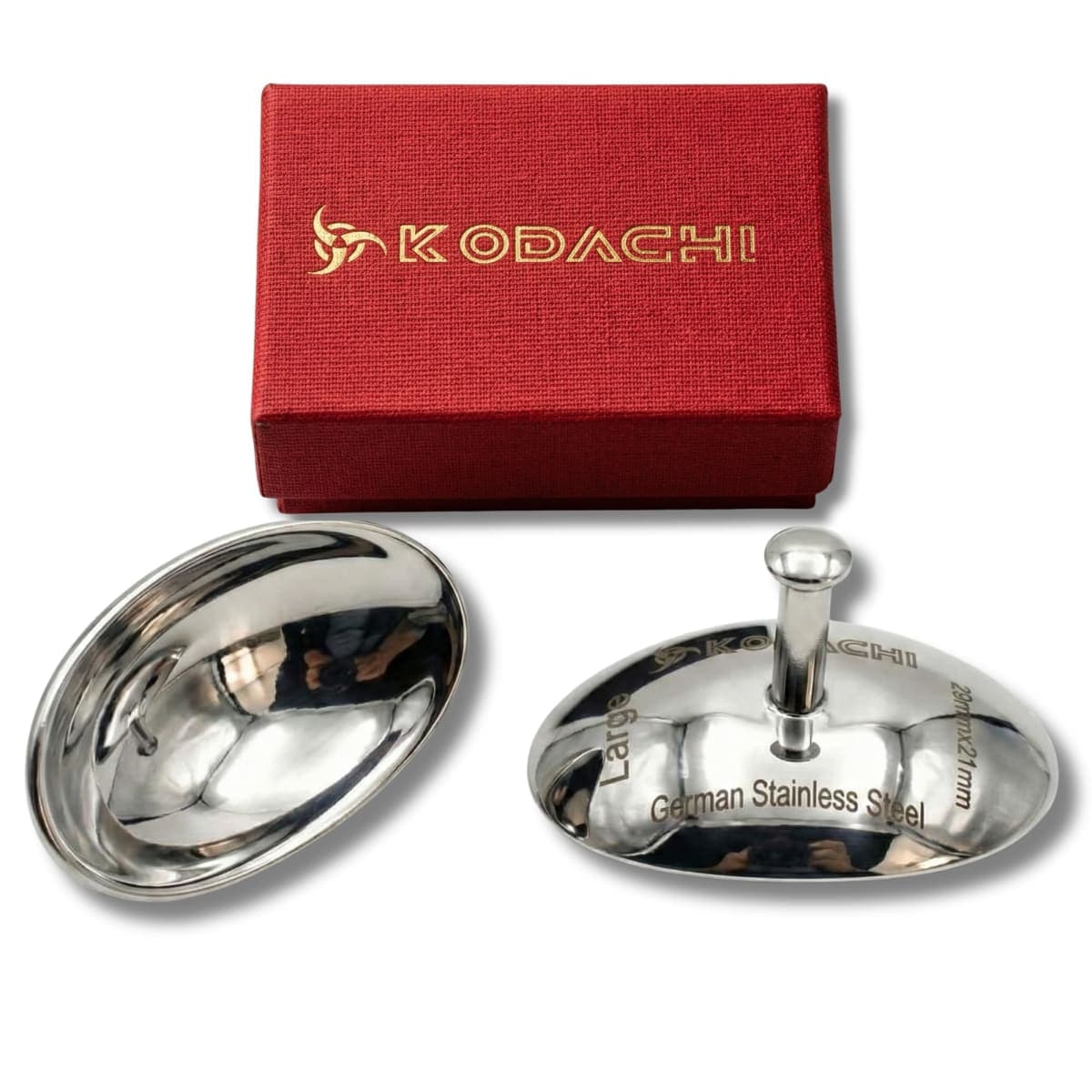 Kodachi Corneal Eye Shield Protector, Stainless Steel Eye Protection Accessory, Both Sides Mirror Finish, Smooth Blunt Edges, Reusable Design, Set of 2, Silver Color (Silver, Large (29x21mm))