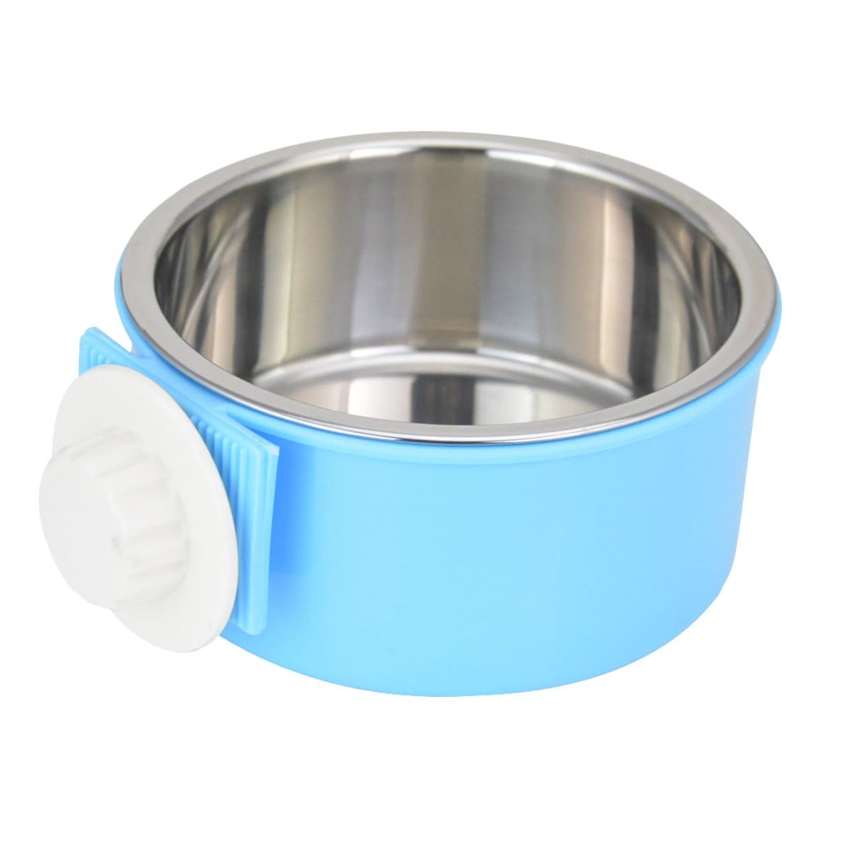 Crate Dog Bowl Removable Stainless Steel Water Food Feeder Bowls Cage Coop Cup for Cat Puppy Bird Pets (Small, Blue)